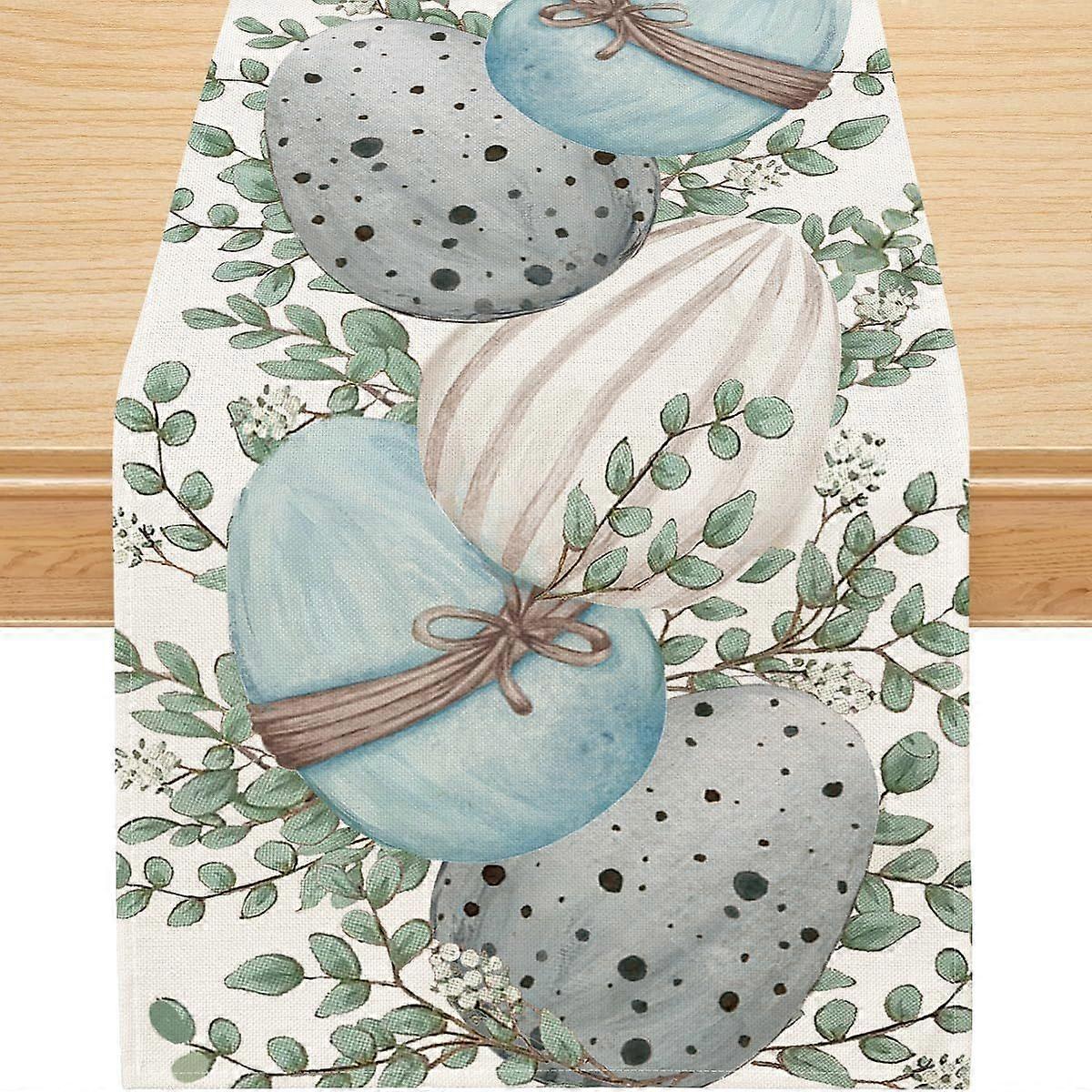 Easter Table Runner, Easter Eggs Decorations Happy Easter Runner for Table Seasonal (13'' x 72'')