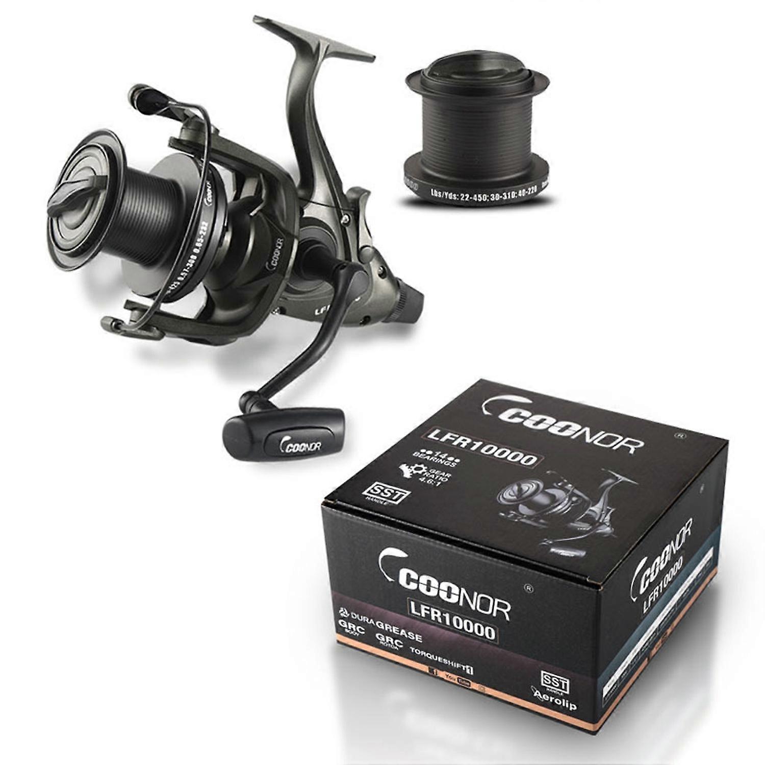 Long-distance Casting Spinning Reel 4.6:1 Fishing Reel with Double Metal Spool and Front Rear Drag