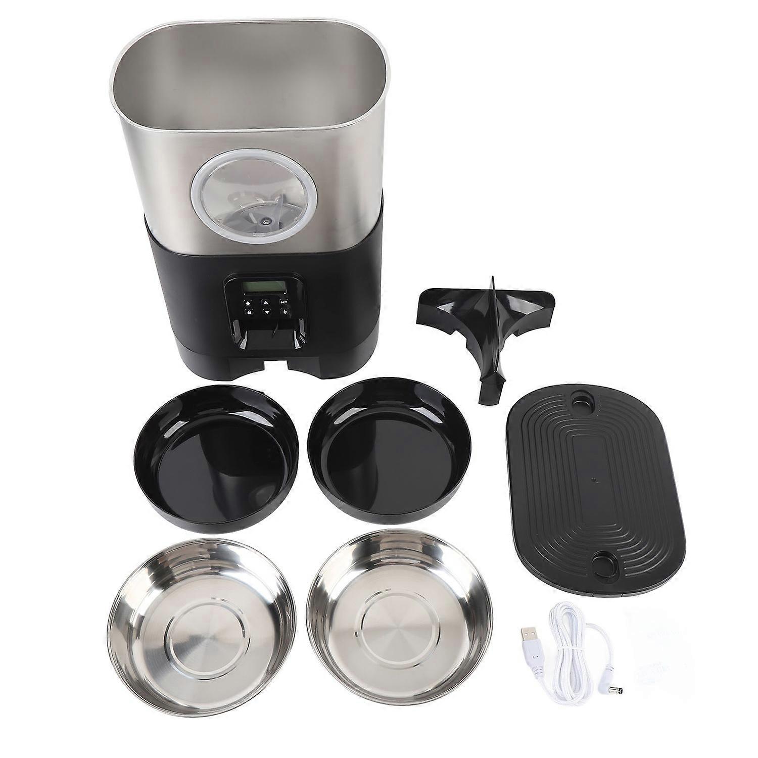 Automatic Cat Feeders for Two Cats 5L Capacity Visable Window Quantitative Feeding Stainless Steel 2