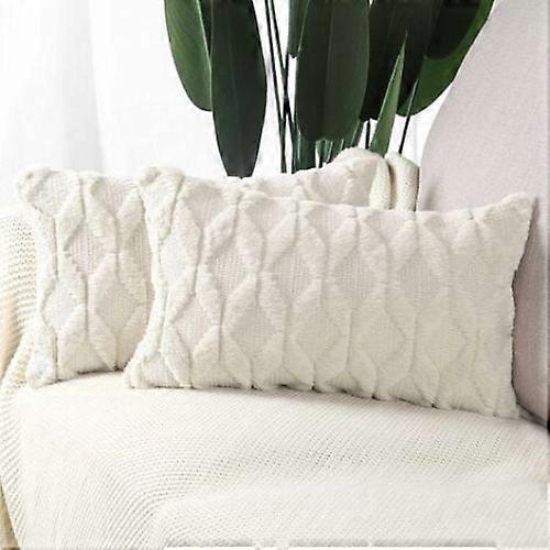 Machine Wash Cold Velvet Decorative Throw Pillow Covers, Rich Textures Square Patterned Cushion Cases Hidden Zipper for Sofa Bed (30 x 50 cm)