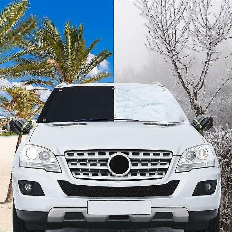 Full Coverage Windshield, All-Weather Waterproof Snow Cover, Portable, Durable, Washable & Lightweight Car Accessory, Designed for Cars, Suvs,