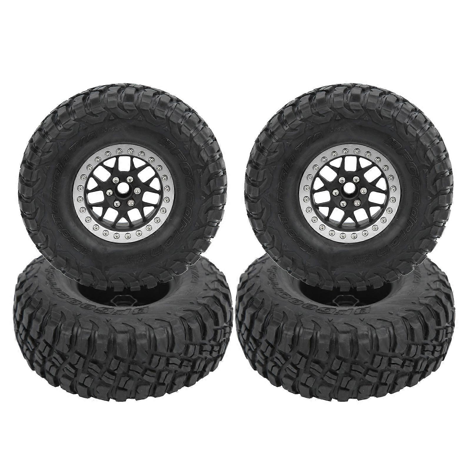 4PCS 1/10 Rubber Remote Control Car Hub Tire Set for Traxxas Trx4/HSP/Tamiya Axial SCX10 D90Silver