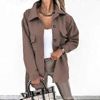 Twinflames Reversjas Vrouwen Casual Mouw Vrouwelijke Topjas Mode Overhemd JassenXLdonkerbruin