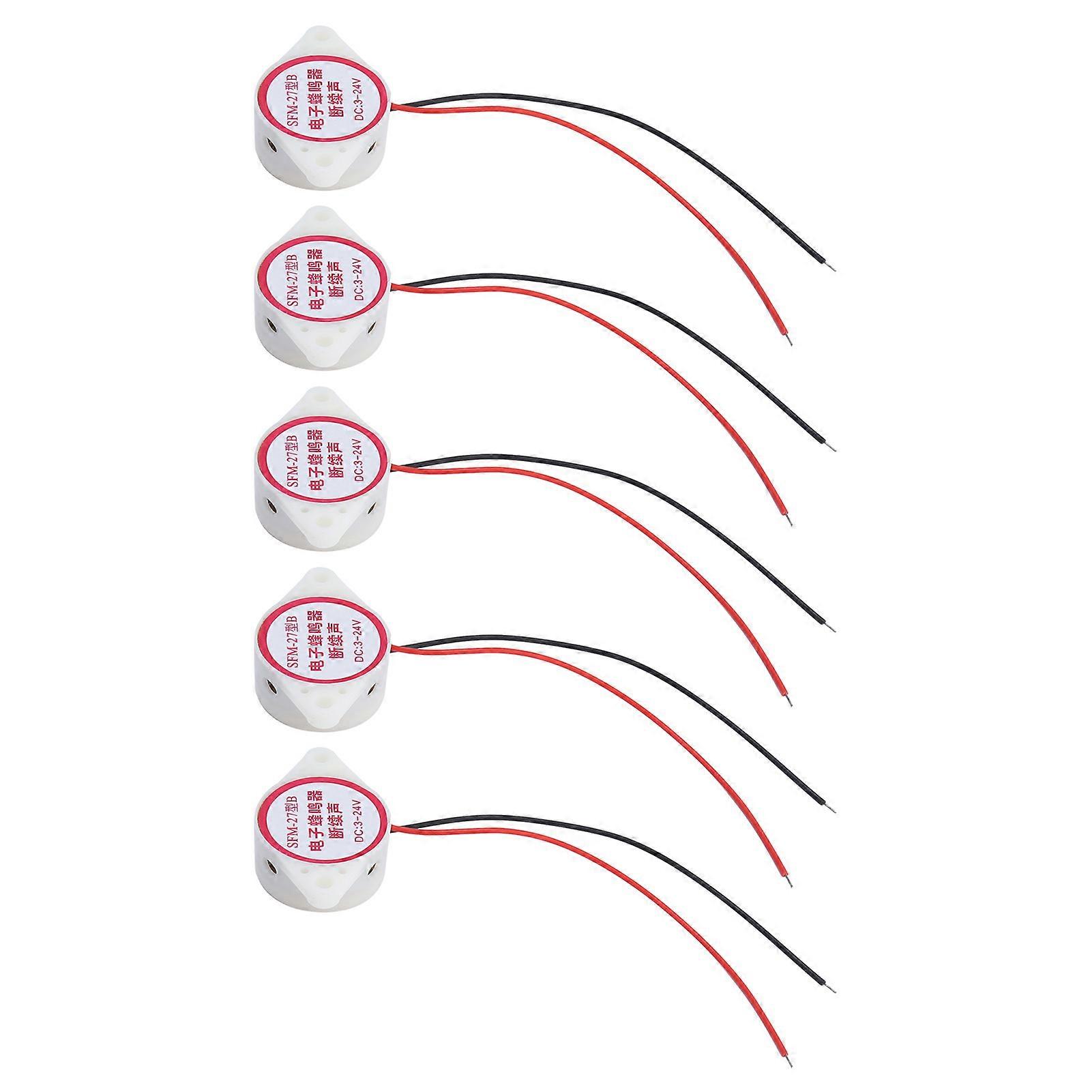 5Pcs Buzzer Alarm Electric Piezo Beep Active 80dB ABS High Sensitivity Set Kit SFM‑27B