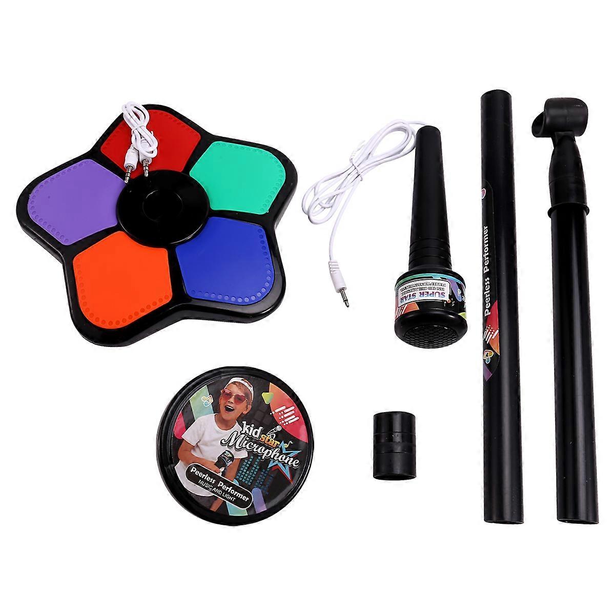 Kids Microphone With Light Stand Toy, black