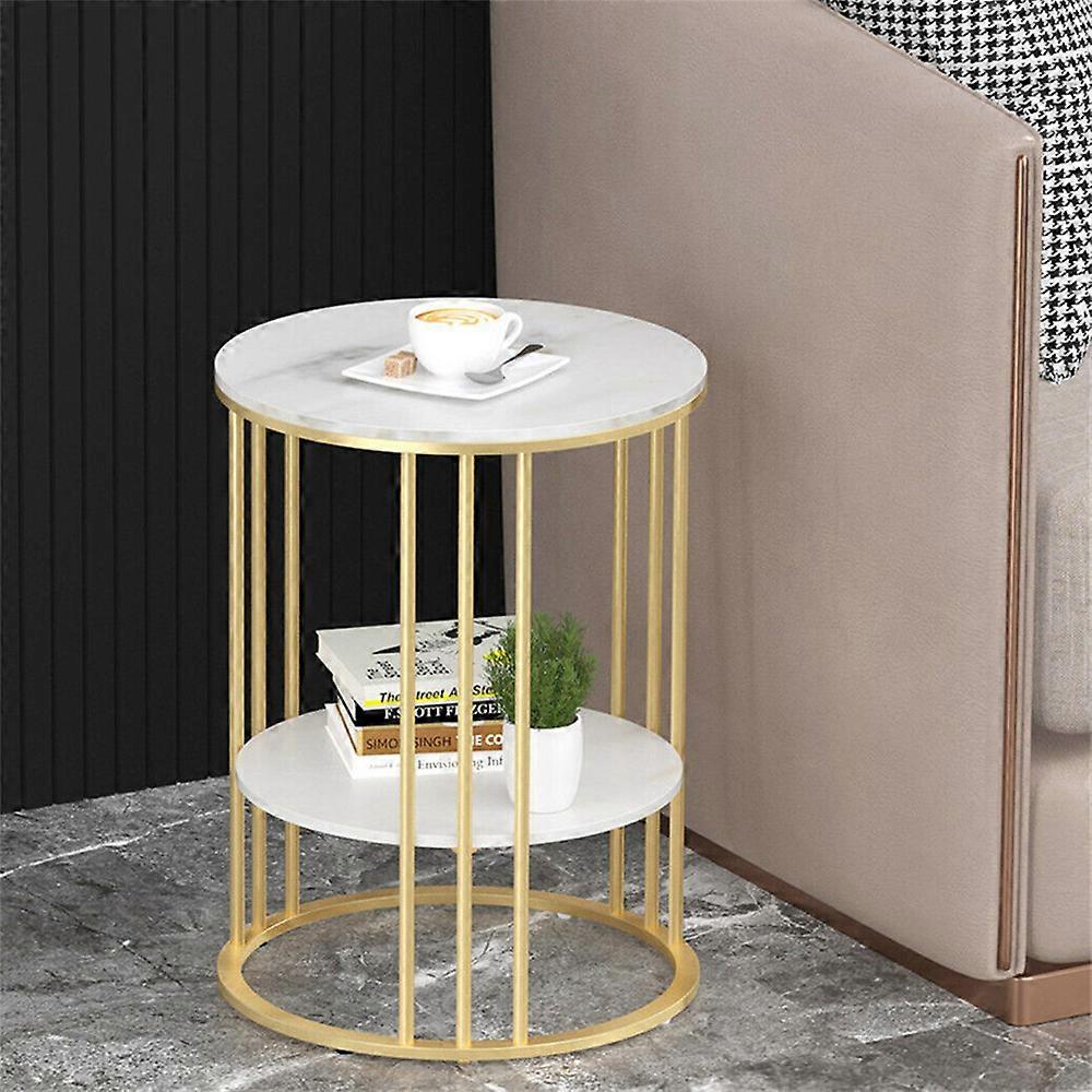 Rundt marmor sofabord entré side accentbord til soveværelse stuemøbler