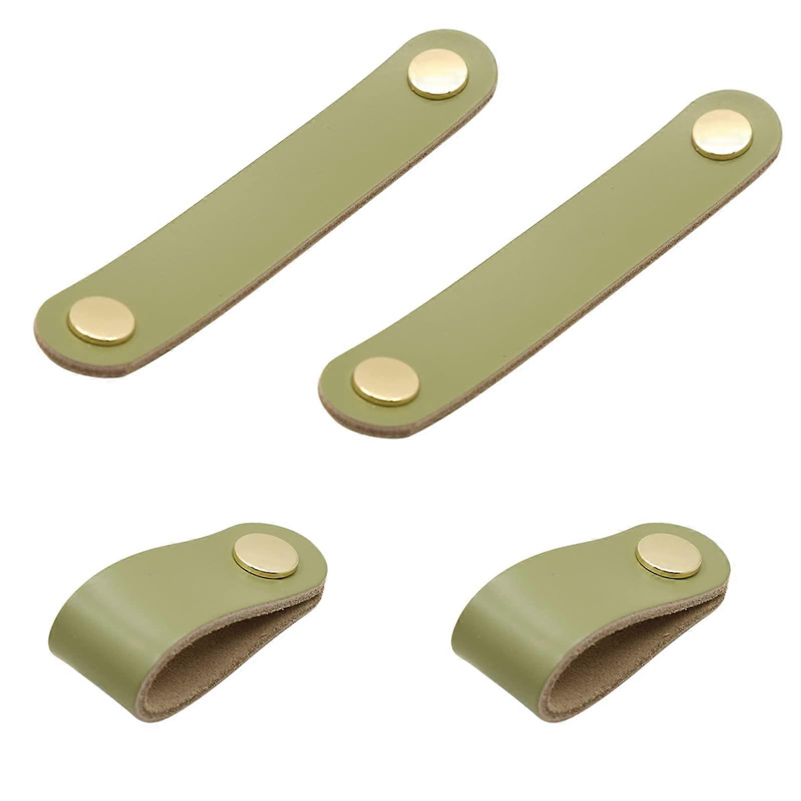 Yzfei 4 Pieces Leather Handle Furniture Knobs Window Leather Door Knobs Wardrobe Door Knobs(Light Gre LYL