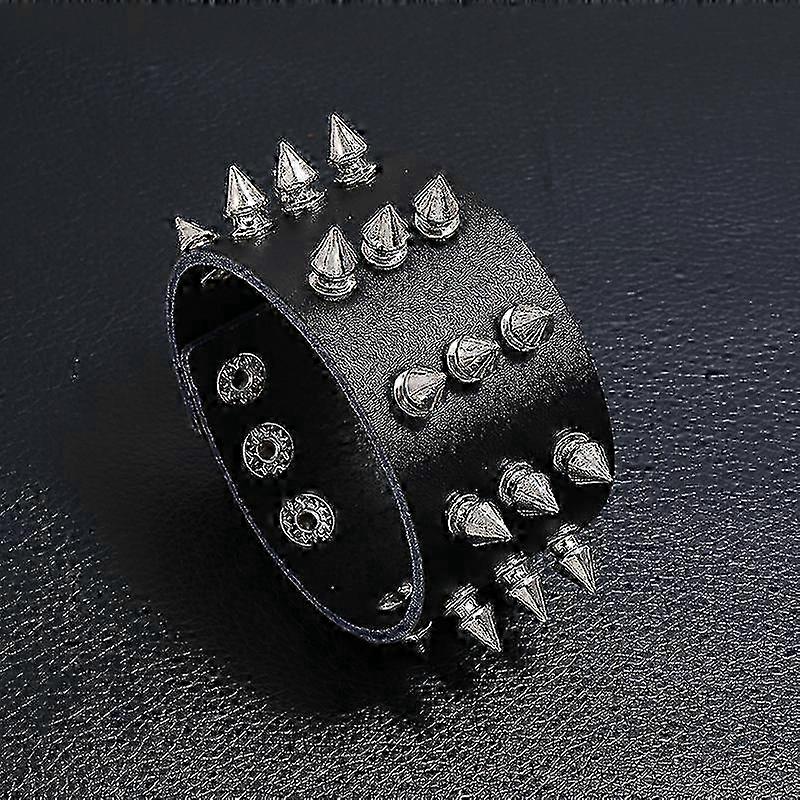 pieces Punk Leather Bracelet, Retro Steam-punk Pu Bracelet Metal