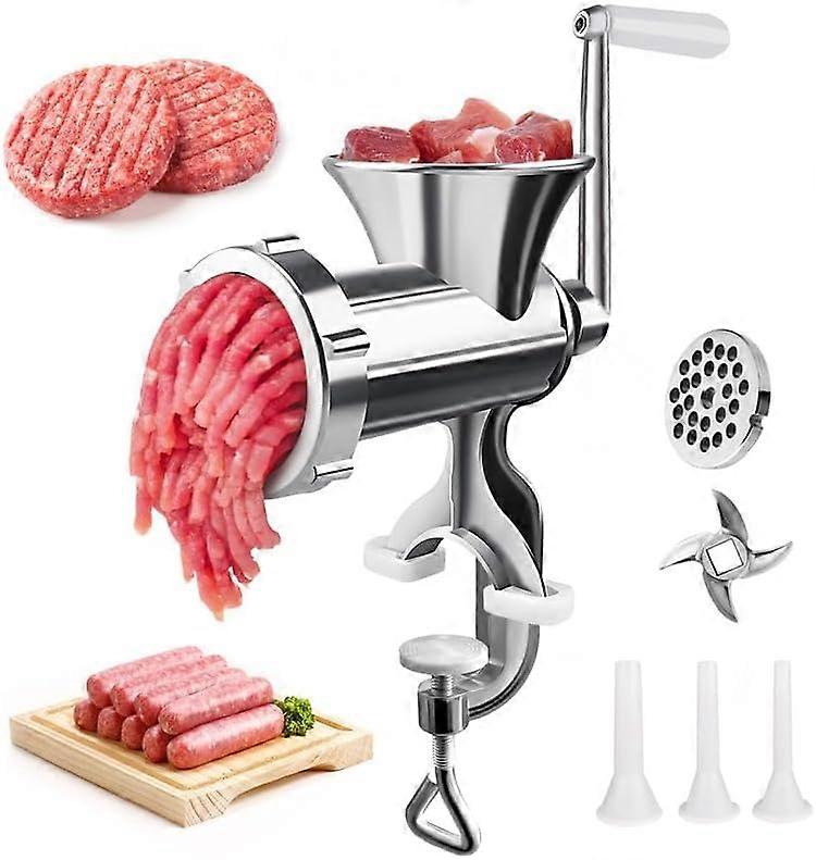 Manual Meat Grinder Mincer - Heavy-Duty Stainless Steel Table Mounted Sausage Maker for Home Use