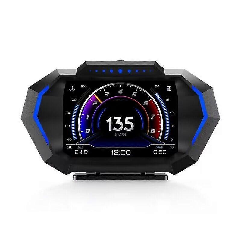 OBD2 Gauge Display with Speed and RPM, Heads Up Display for Cars P24, Fuel Consumption Monitor, OBD+GPS Compatible Speedometer