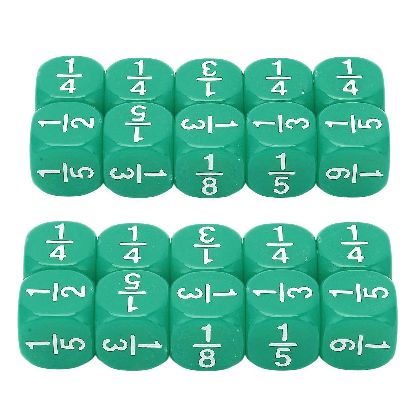 20 Pcs Fraction Dice Set, Acrylic 6-Sided Dice for Math Practice