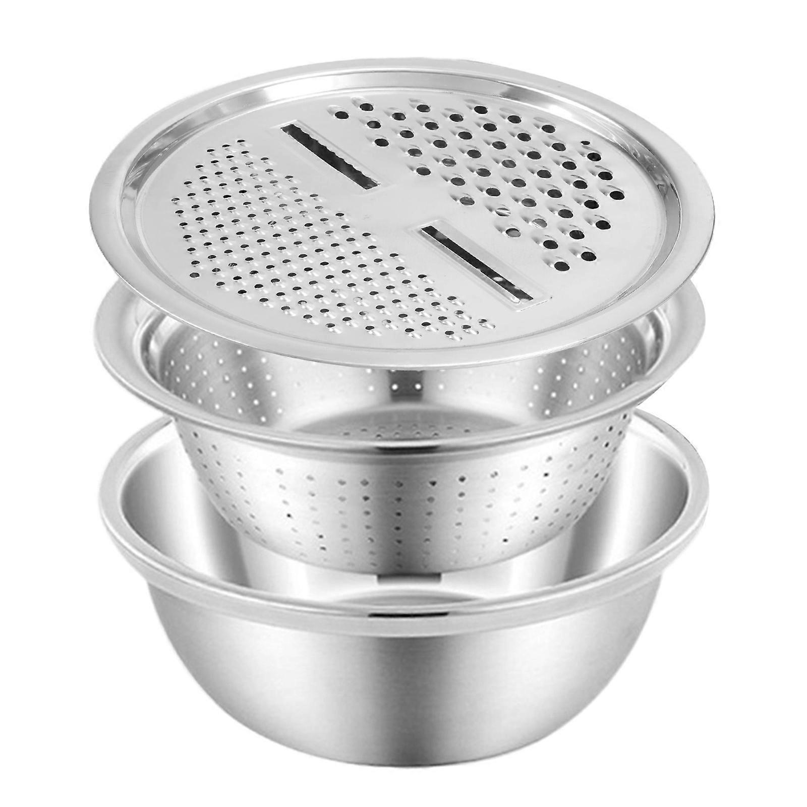 Practical Stainless Steel Basin with Drain Basket Efficient Kitchen Tool Set Suitable for Multifunctional Kitchen Use