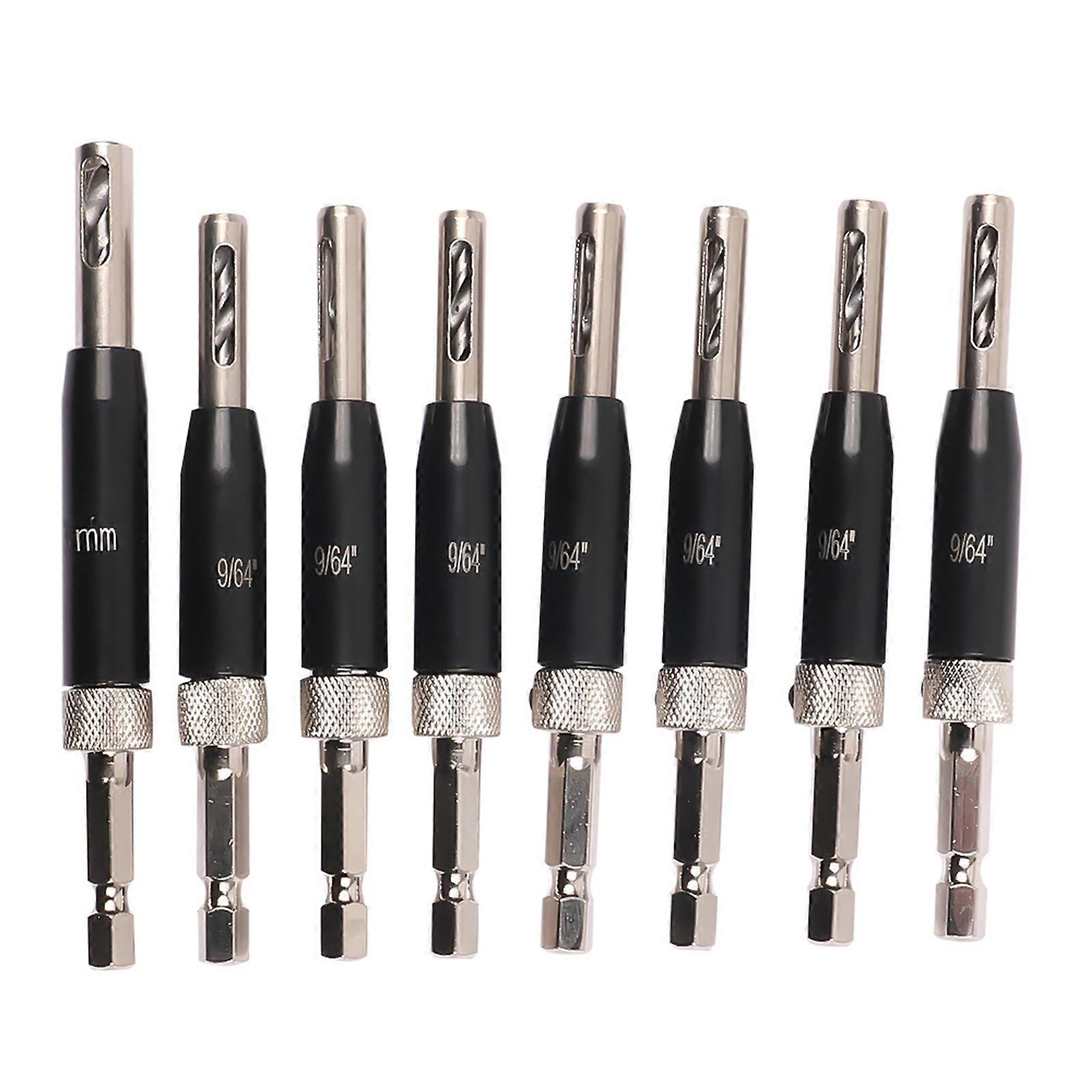 Self Centering Drill Bit Set Self Centering Hinge Tapper Core Drill Bit Set for Woodworking Window Door Hinge Drill Bits  Black