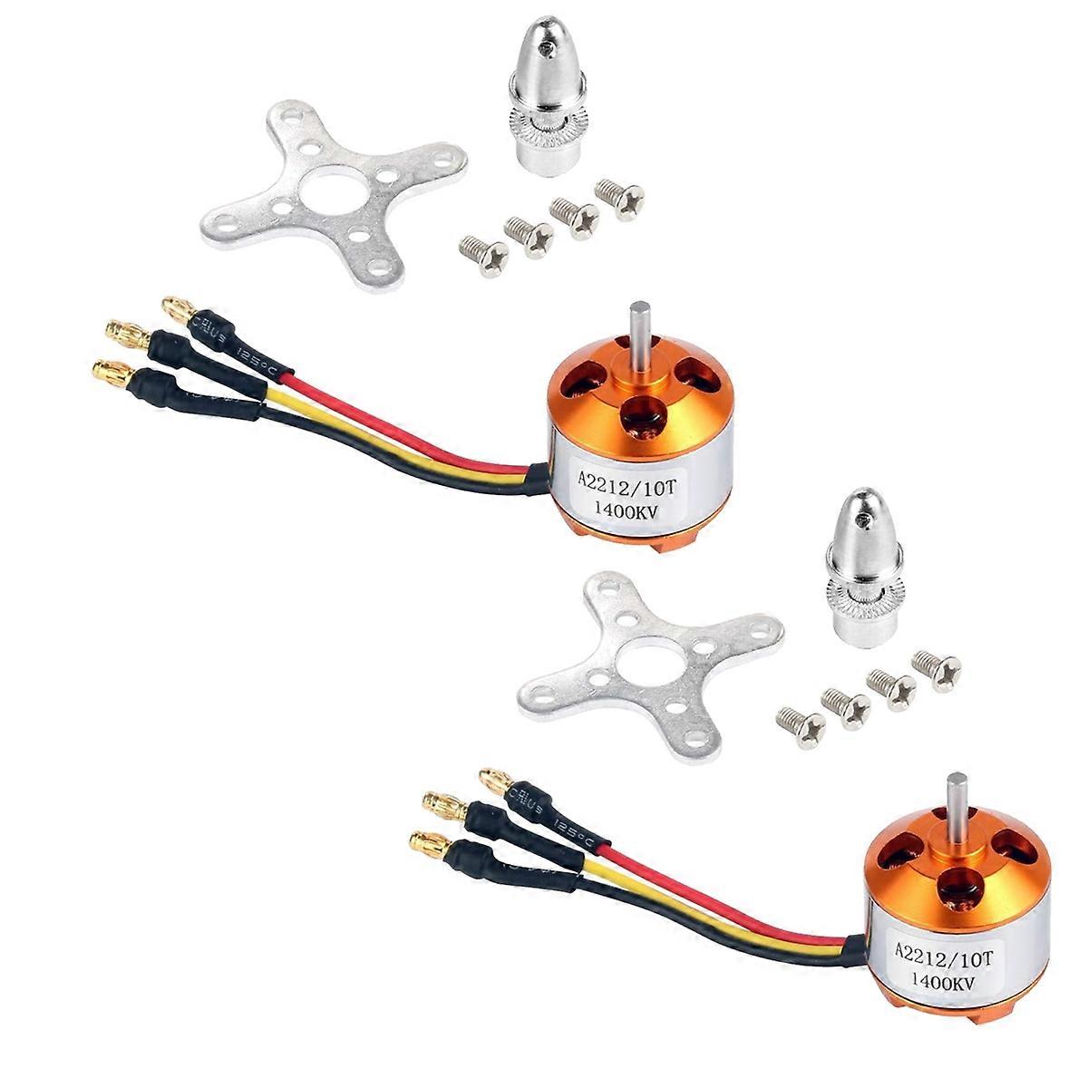 2 Pcs 2212 1400KV Brushless Outrunner Motor 10T for RC Aircraft