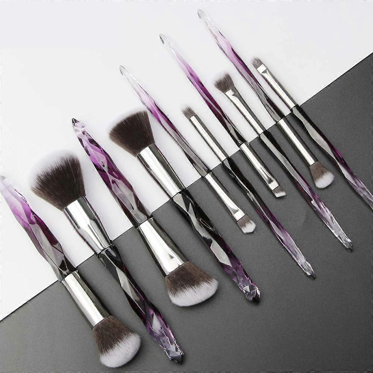 10 Pcs Crystal Handle Makeup Brushes Set for Powder and Foundation