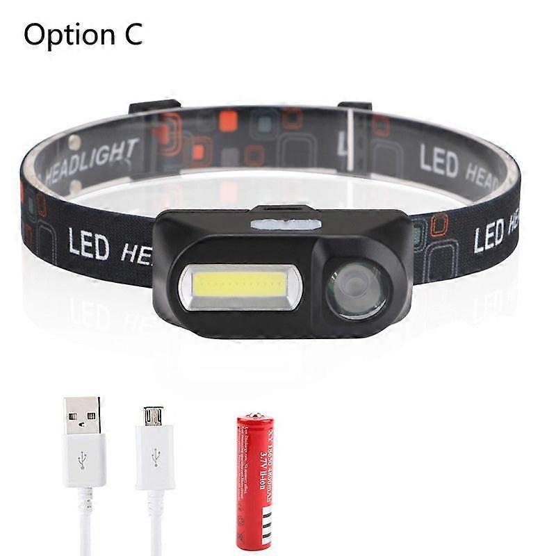 USB AST LED Sauna Head Lamp XPE+COB Headlamp 6000lumens 18650 Battery Fishing Hunting 6 Modes