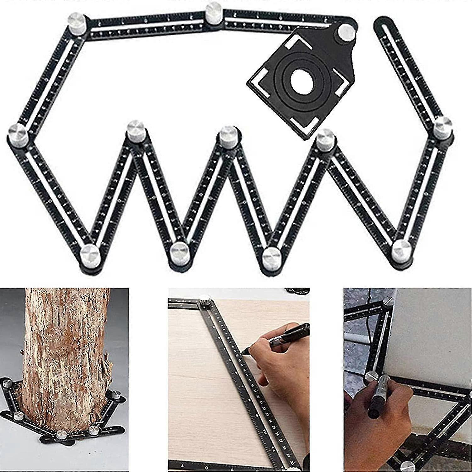 Multi Angle Measuring Ruler Tiler Multi Tool Black Angle Template Tool Aluminum Alloy Angle Template, Sidestile Tools, Suitable For