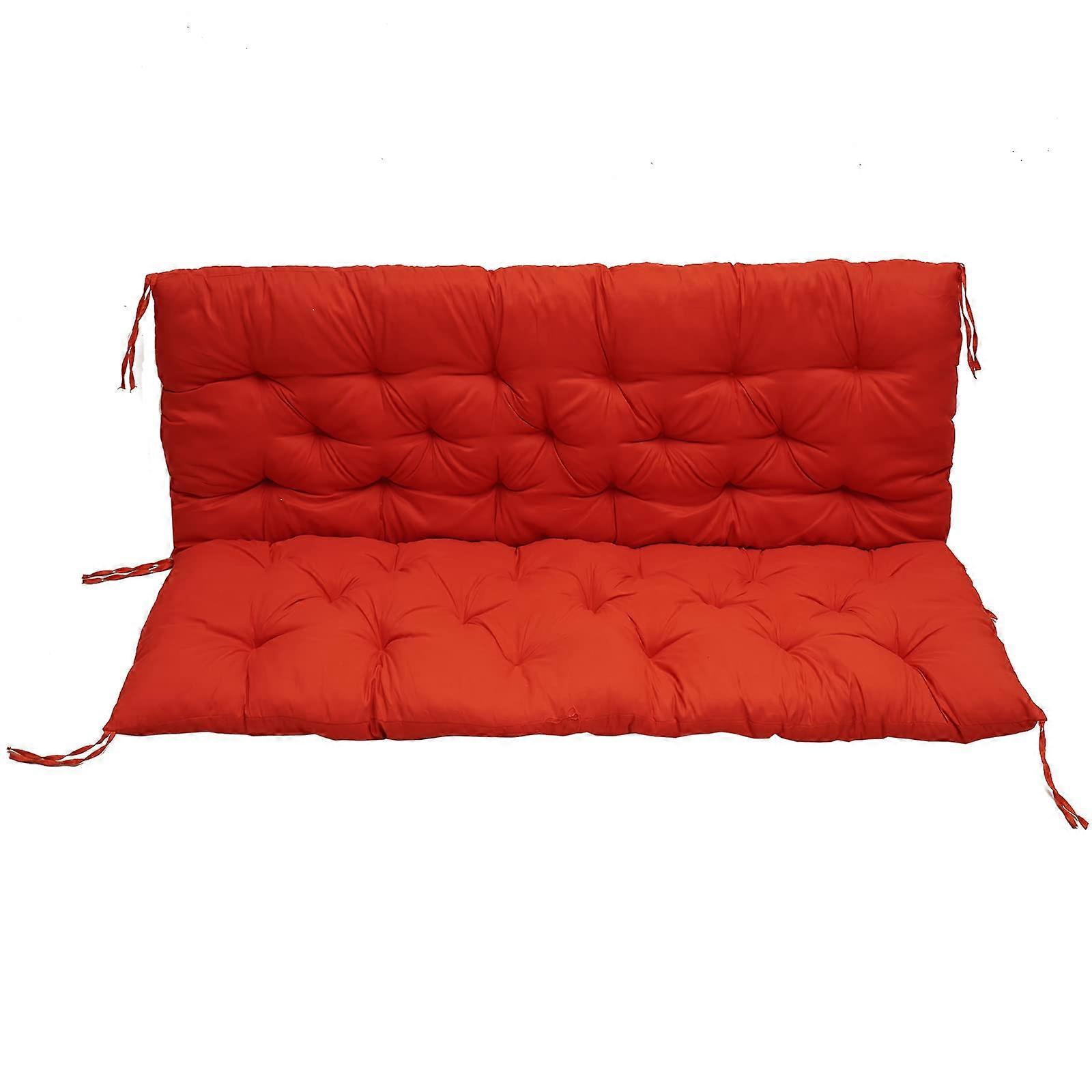 Porch Swing Cushion For 2-3 Seater Patio Garden Swing With Backrest, Red, 48 x 40 Inches, Thickened Cushion With Ties