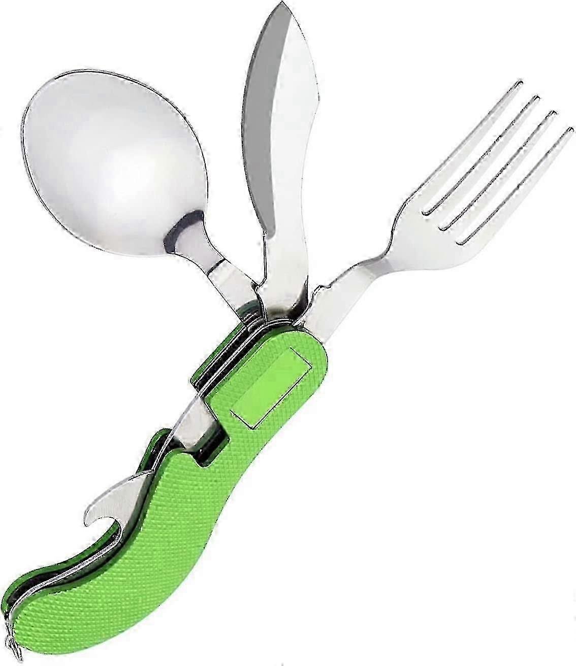 3-in-1 Camping Utensils - Portable Stainless-steel Spoon Fork Multi-function Camping Utensil Flatware Setgreen1pcs