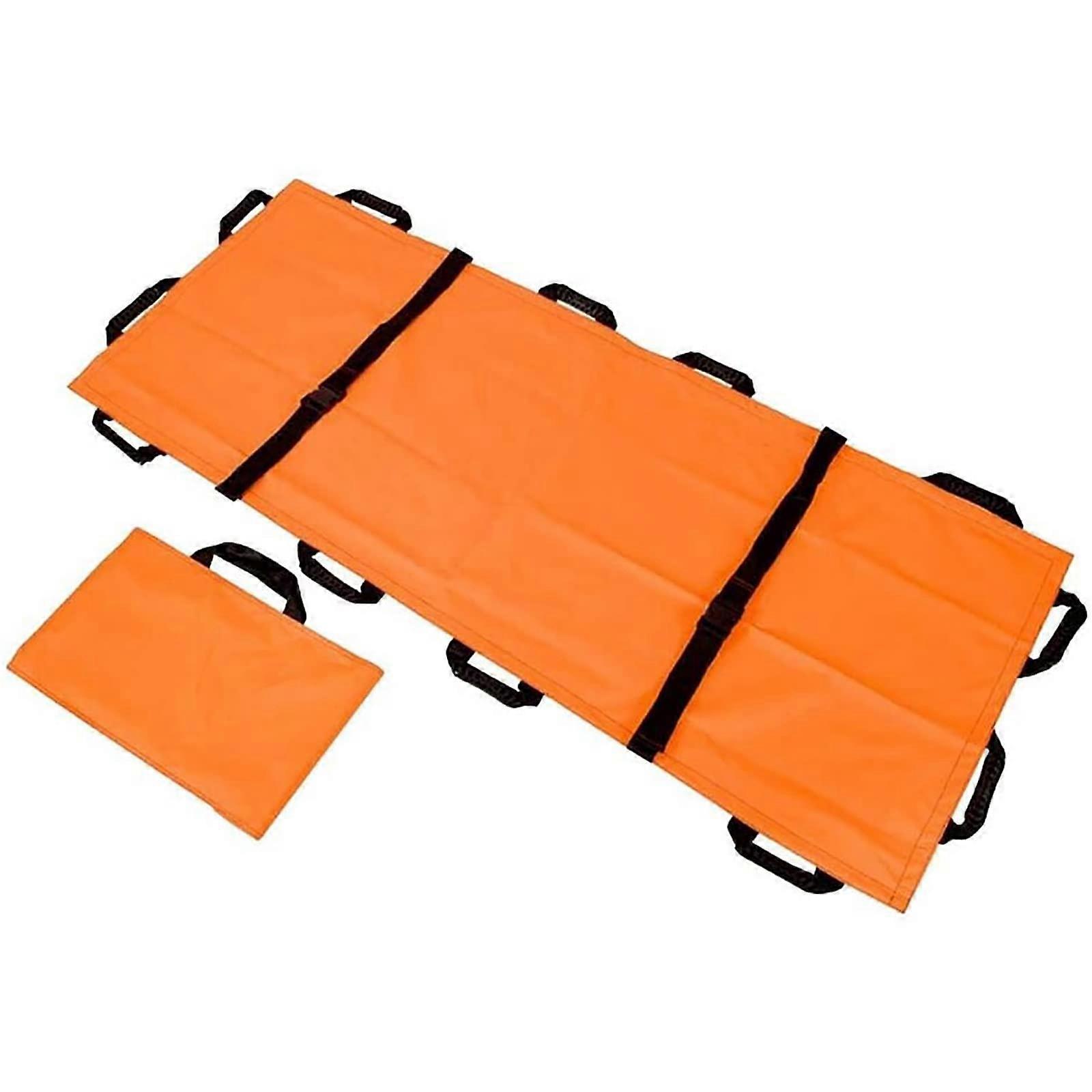 Foldable Stretcher, 12 Handles Soft First Aid Household Stretcher Patient Mover with Handbag, Thickened Canvas(Orange)