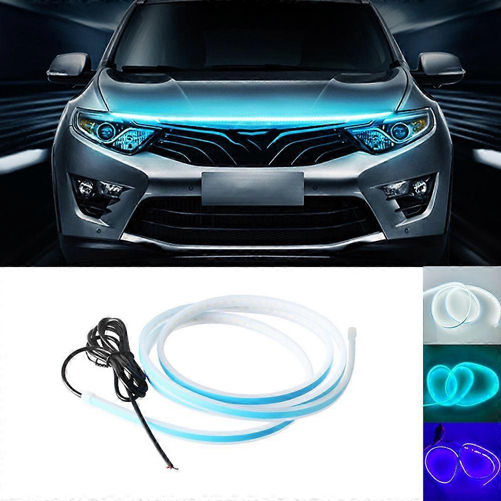 Car Through-Type Daytime Running Lamp Machine Cover Light Hood Decorative Light App Middle Net Horse Running Light-Guide Strip Led Modified Light