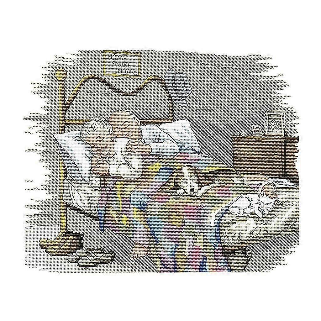 Stamped Cross Stitch Kit Old Married Couple Printed Pattern 14 Count 44x36cm
