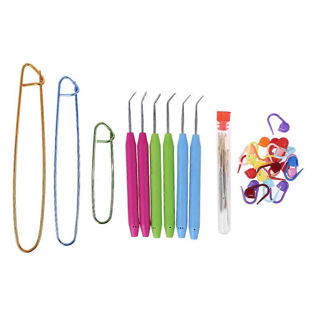 Aluminum Stitch Holders Pins Stitch Counter Large Eye Blunt Needles Loom Hooks