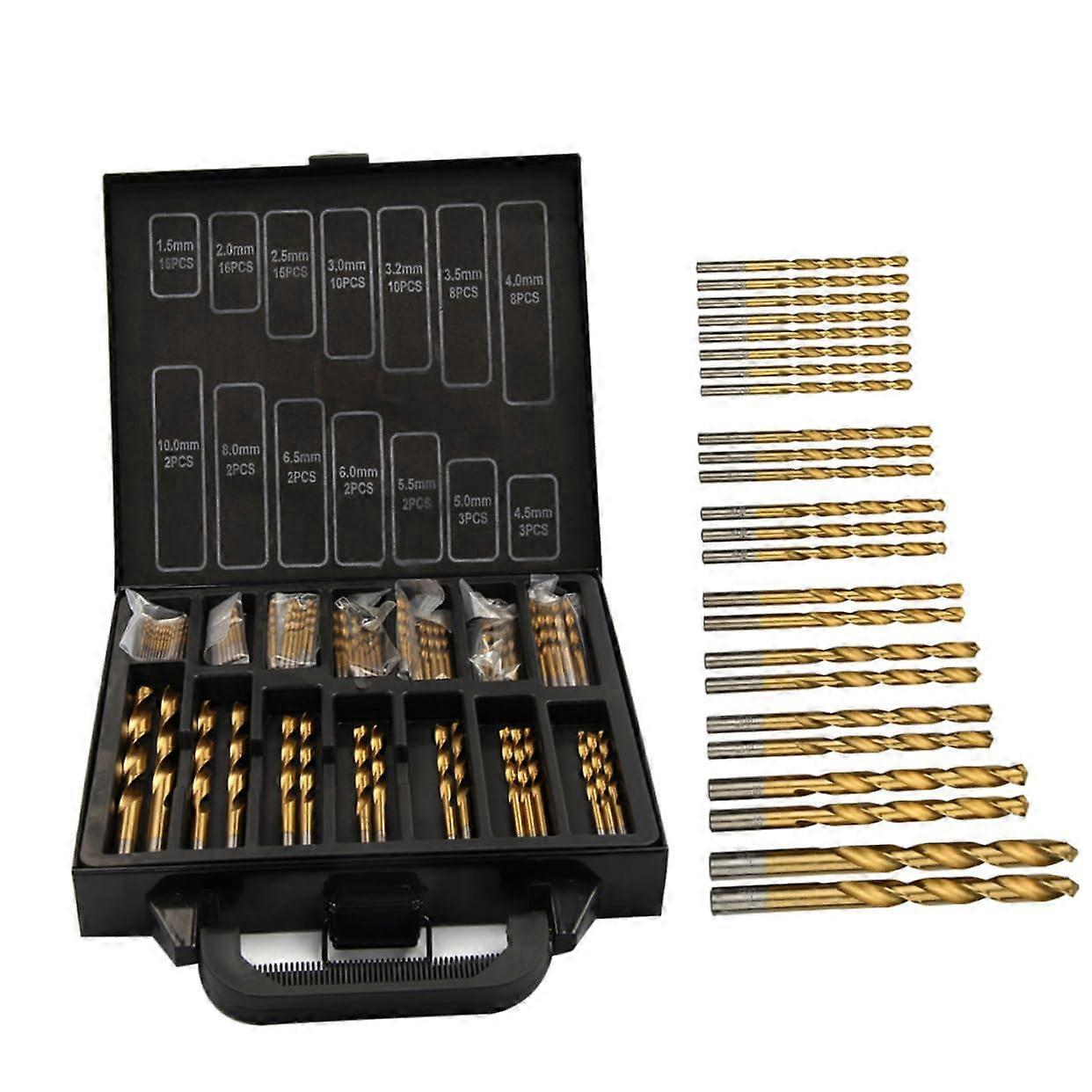 Titanium Coated Drill Bits Set 99pc Drill Bit Kit 1.510mm Versatile for Metal Plastic Copper Wood Drilling