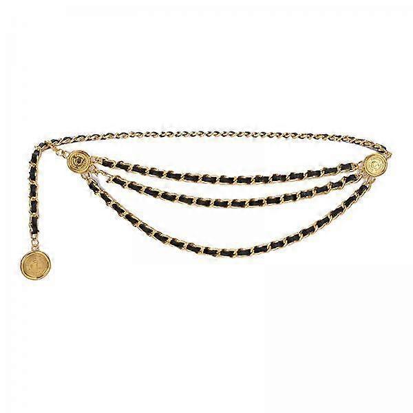 4xWaist Chain Belt Multilayer Trendy Fashion Charms for Dresses Gift Female Black