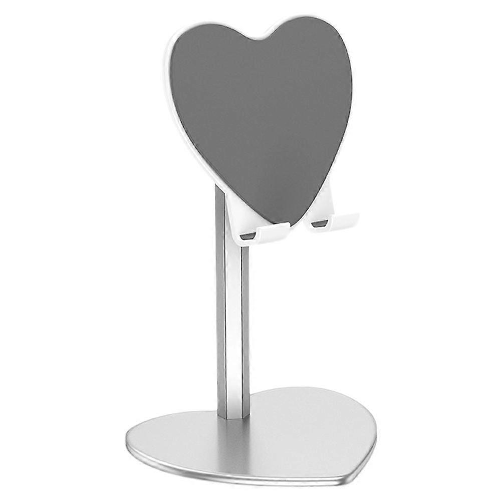 Heart Shaped Metal Tablet Holder Desktop Stand for Phones and Tablets, Durable Silver Bracket for Home or Office Use