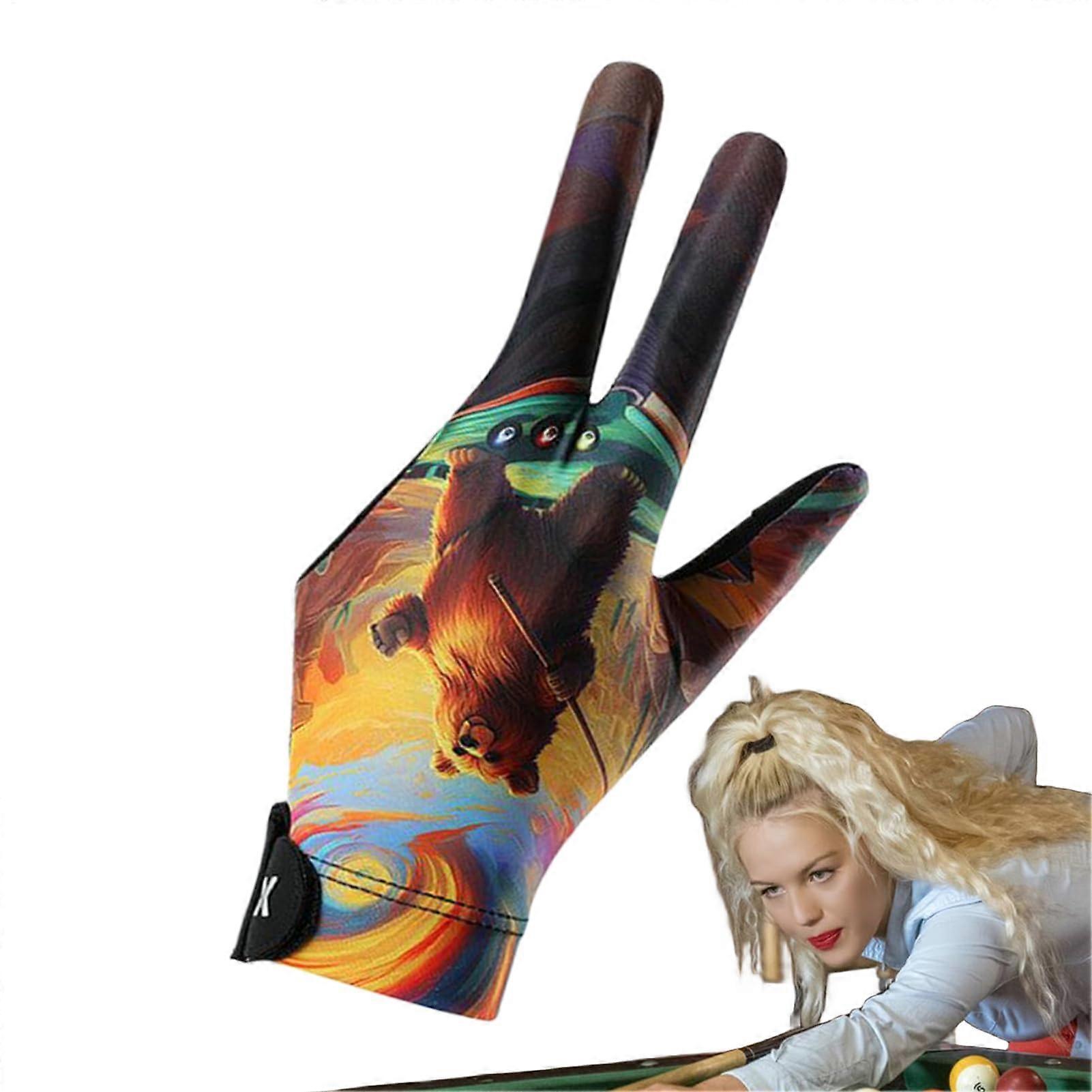 Left Hand Billiard Gloves, 3Finger Billiard Finger Gloves, Elastic Adjustable Cue Sports Accessories