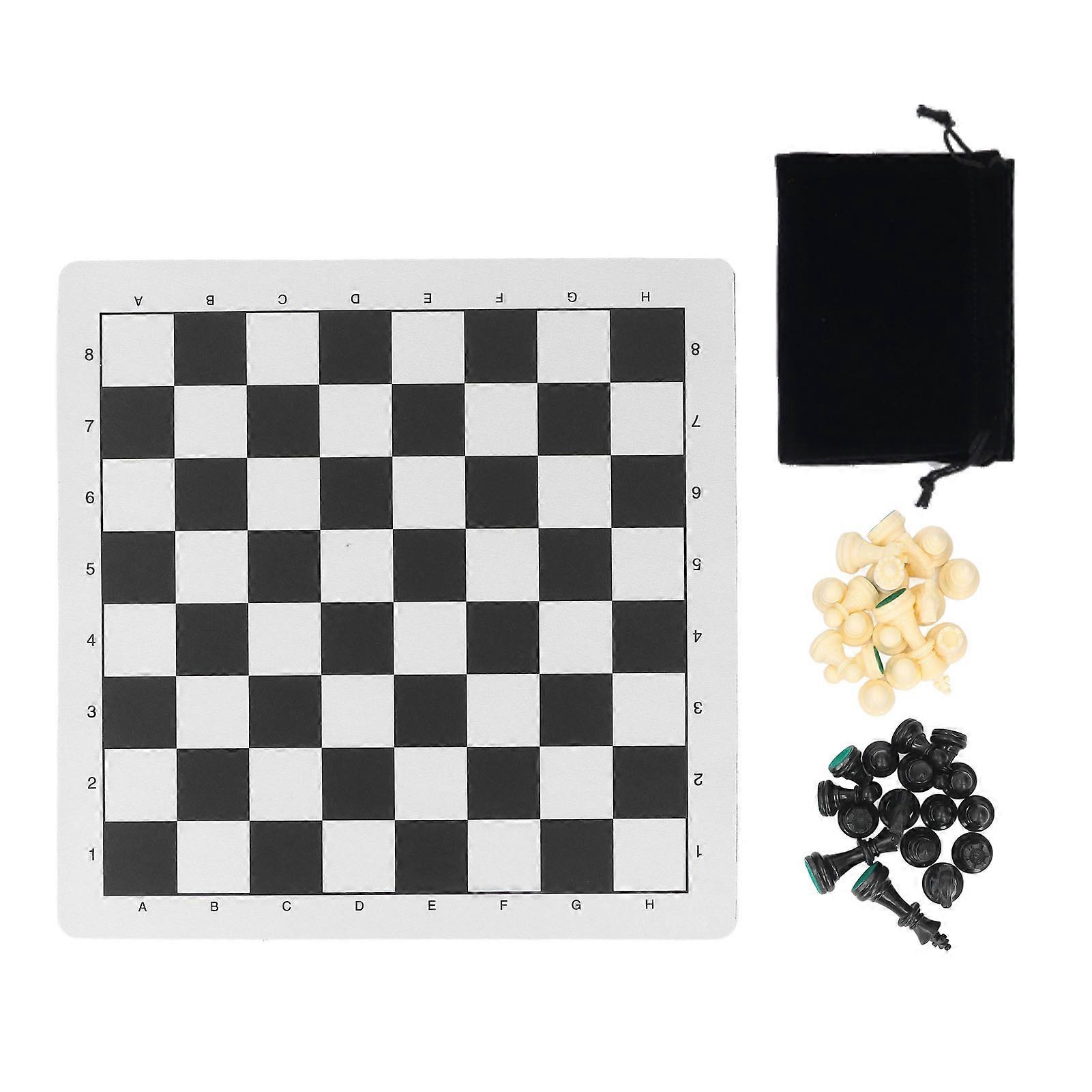 Portable Chess Set 65mm King Height Mouse Pad Material 35cm x 35cm Foldable Chessboard Durable Lightweight Ideal for Travel or Home Us