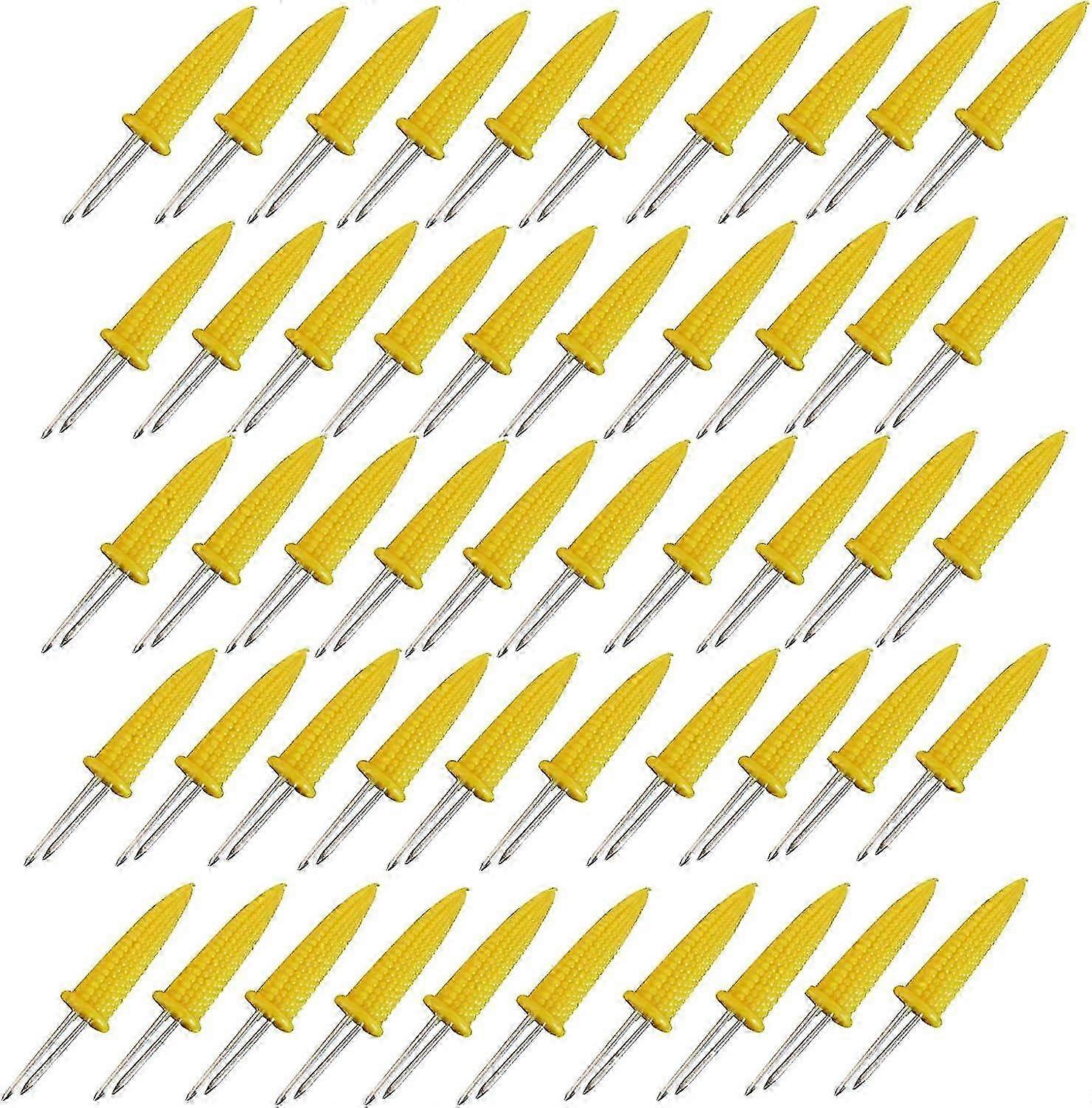 Reusable Stainless Steel Corn Skewers Set of 50 for BBQ and Cooking Accessories, Ideal for Fruit Forks in Home Kitchens