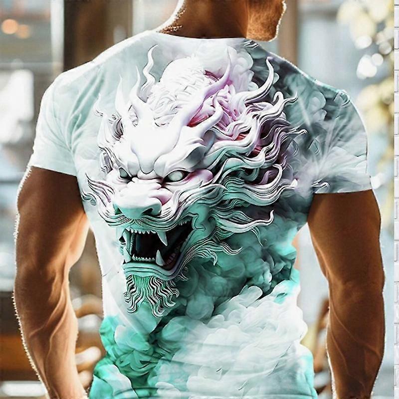 Nowa letnia koszulka męska z nadrukiem Hinese Loong Męska koszulka z nadrukiem