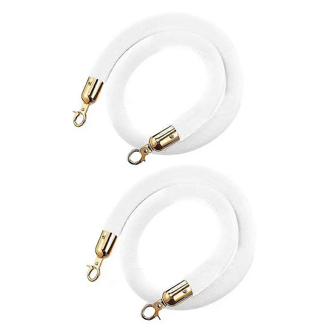 Säule Seil, white barriers with golden hooks, rope for queues with 120cm posts