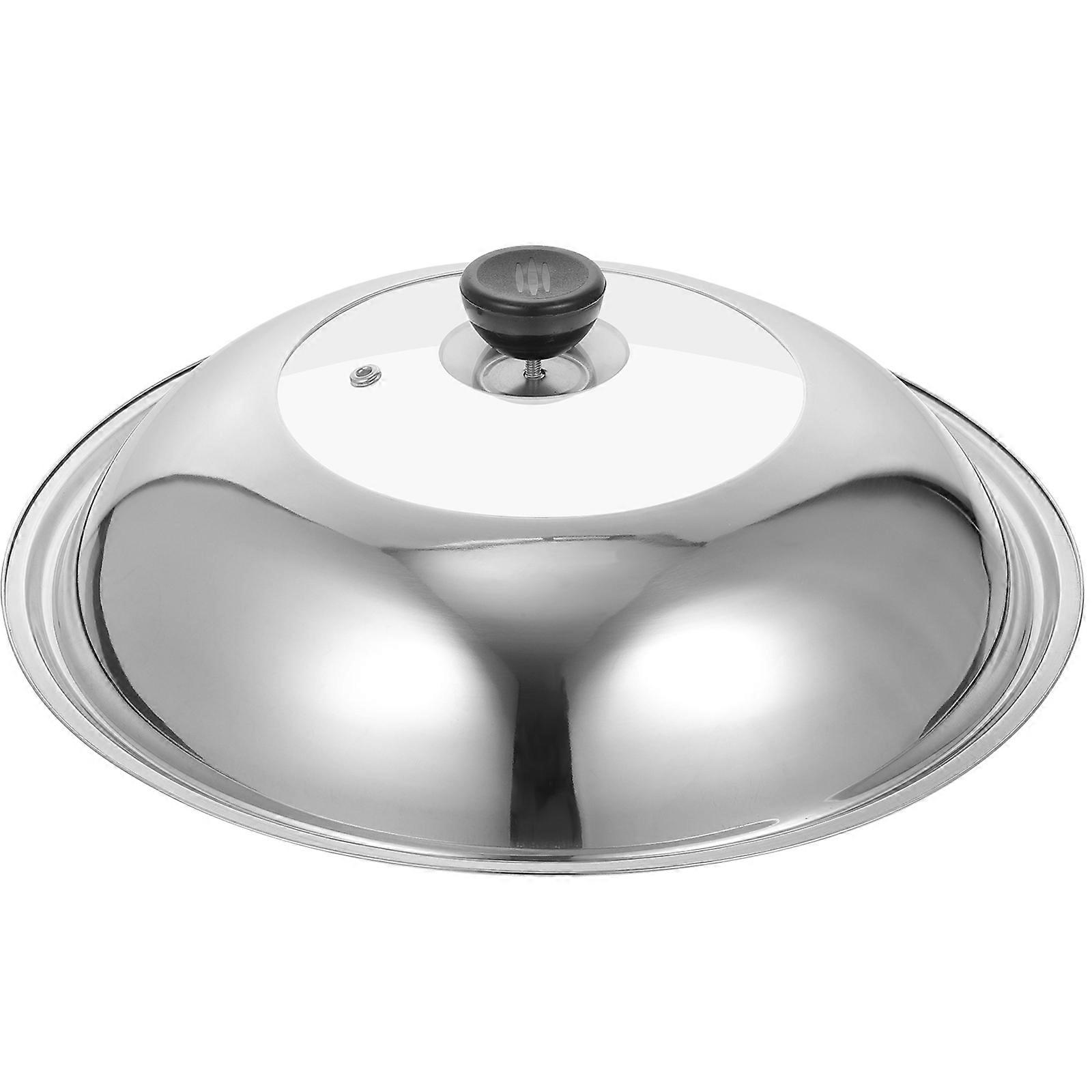 Dome-Shaped Wok Covers with Tempered Glass Visibility, Insulated Handle, Airtight Seal