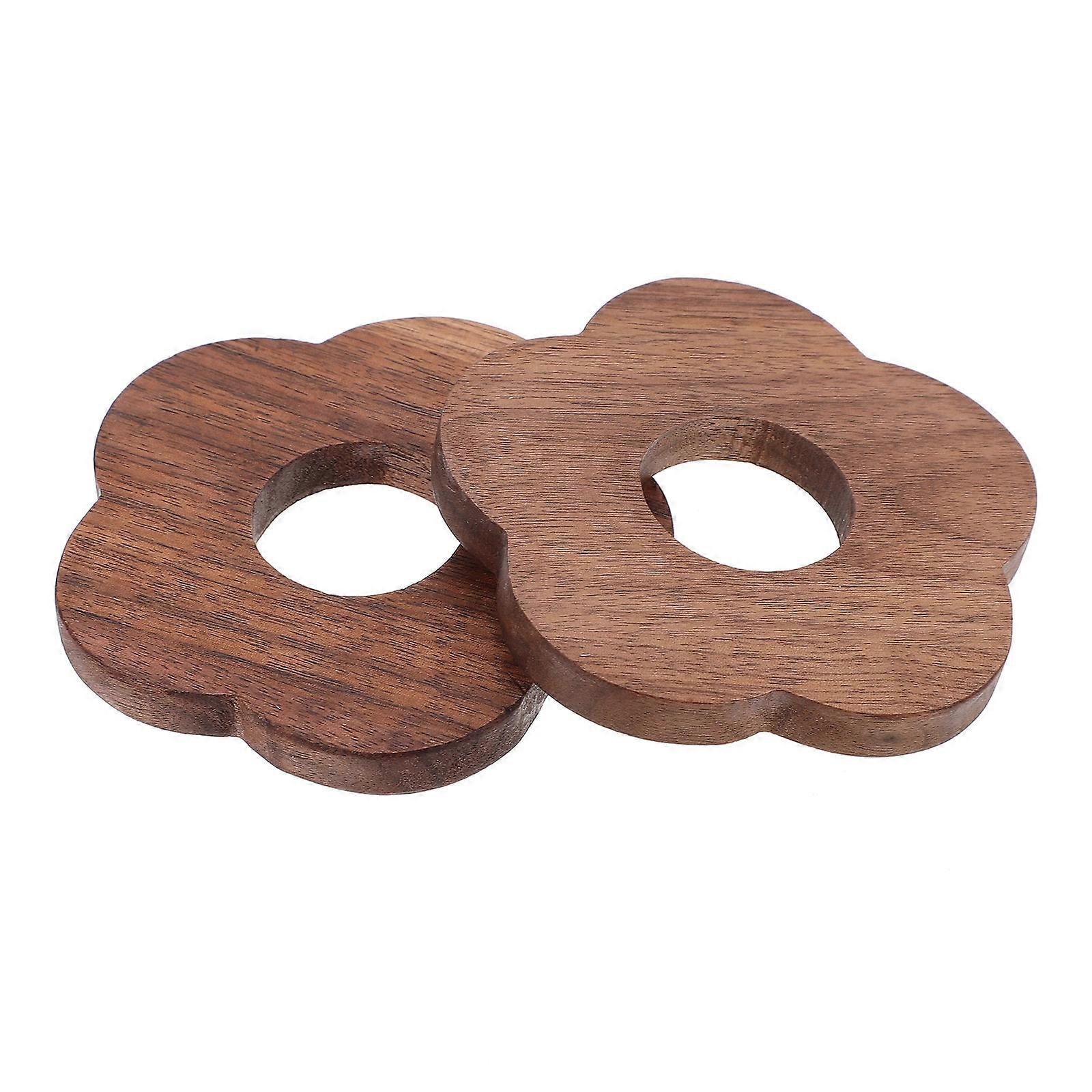 2pcs Cup Mats Wooden Antiscalding Pads Kitchen Coasters (Assorted Color)