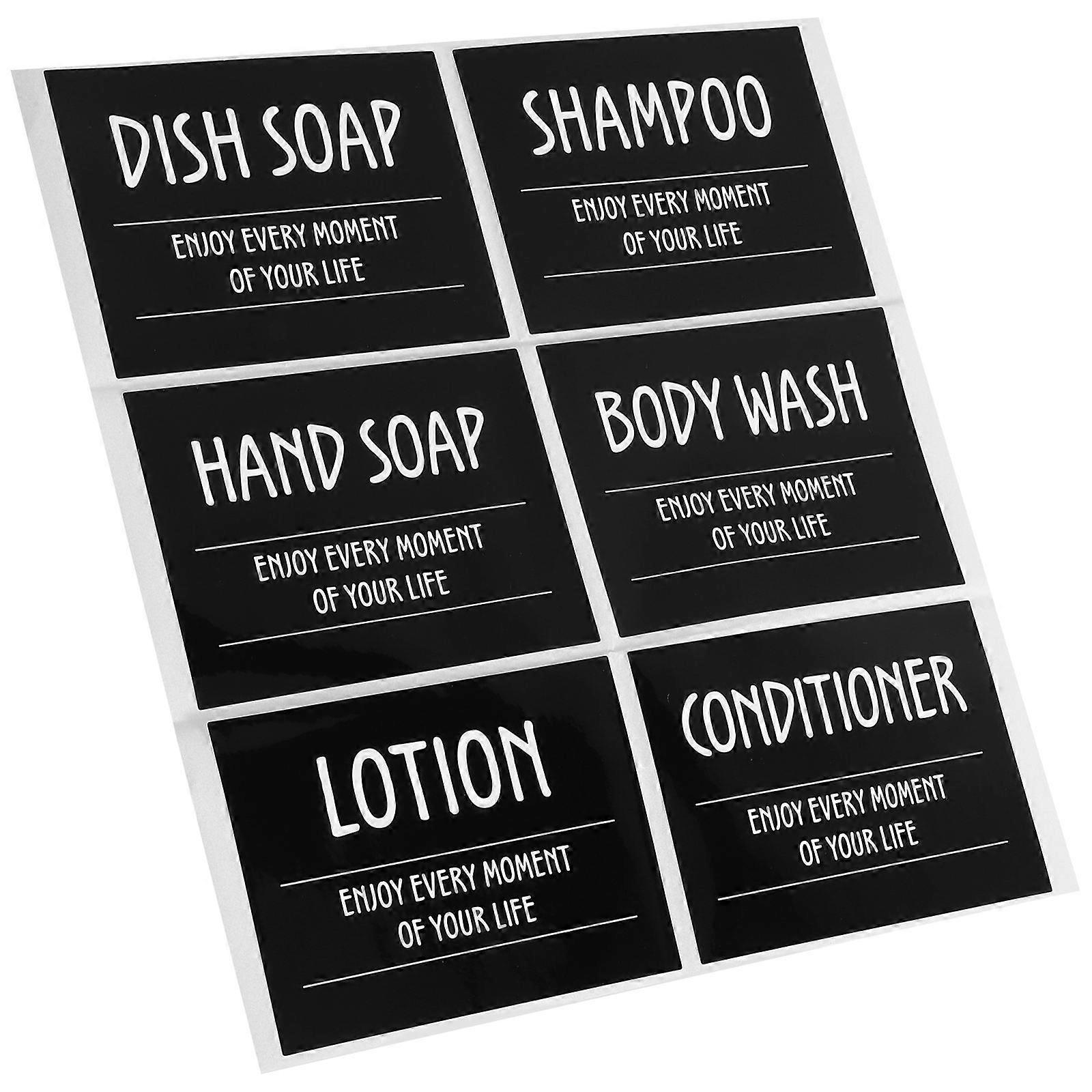 Shampoo Dispenser Labels Self Adhesive Bathroom Stickers for Lotion & Shampoo Organization, Easy Peel and Stick for Tidy Spaces