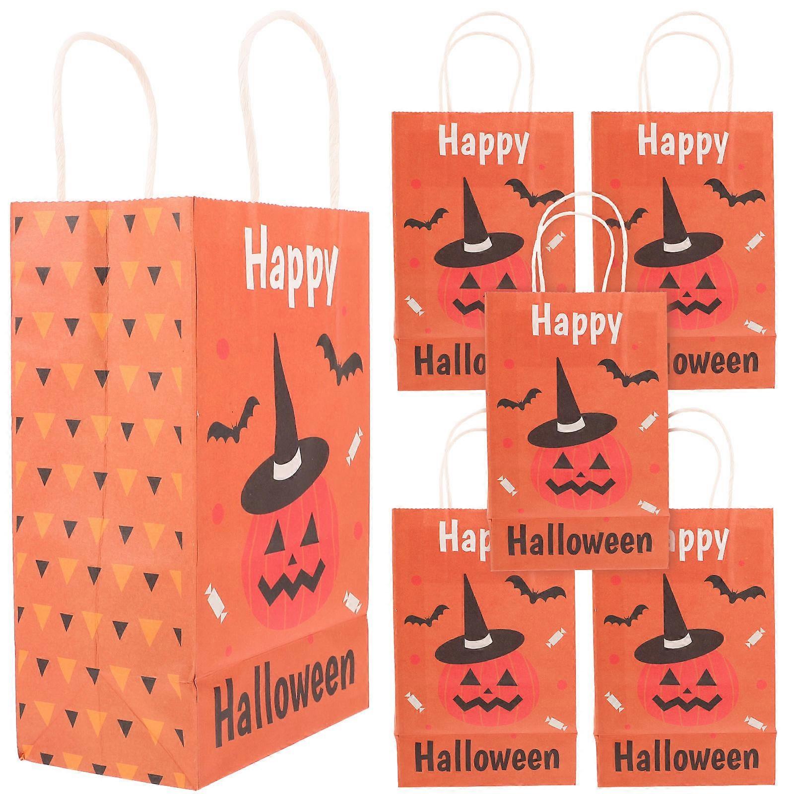 万圣节礼品袋纸袋活动方形橙色 20.50X13.00X7.50CM 携带巧克力 6 件