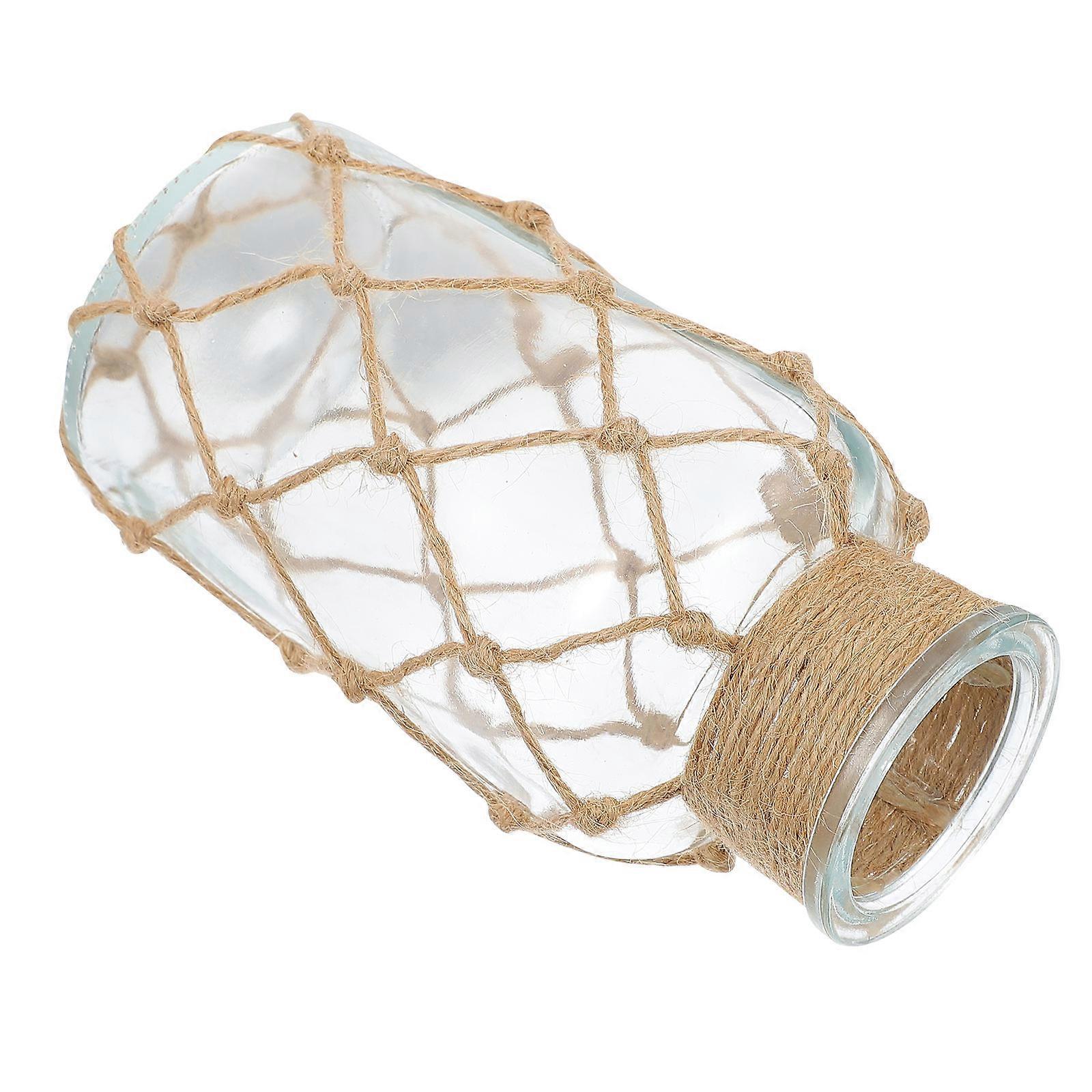 Handmade Glass Vase with Twine Mesh for Home Decor Safe and Durable Plant Container