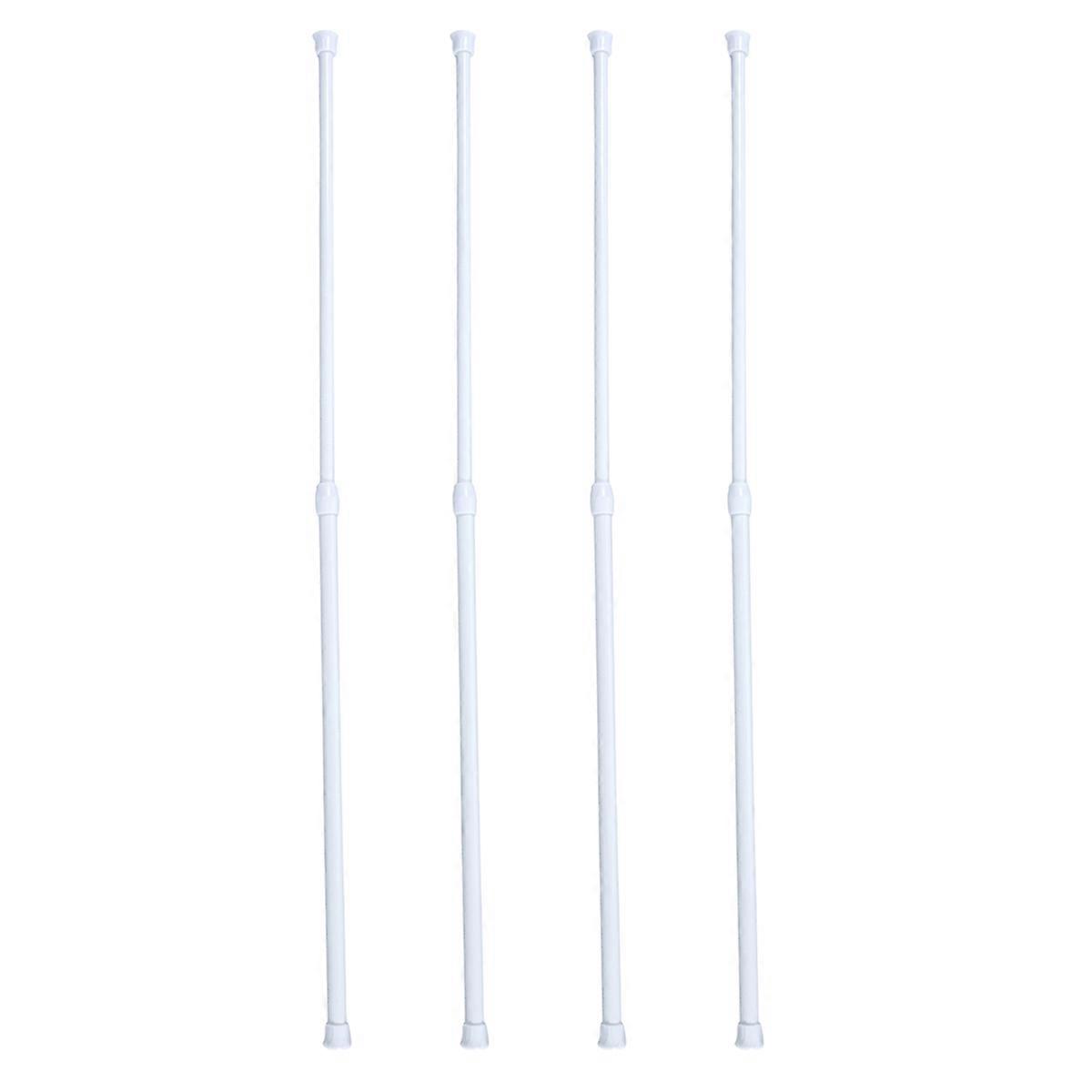 מוט מתח מקלחת מתכוונן מוט וילון מתכת לשימוש בחדר האמבטיה 40-70 ס"מ לבן 4 יחידות