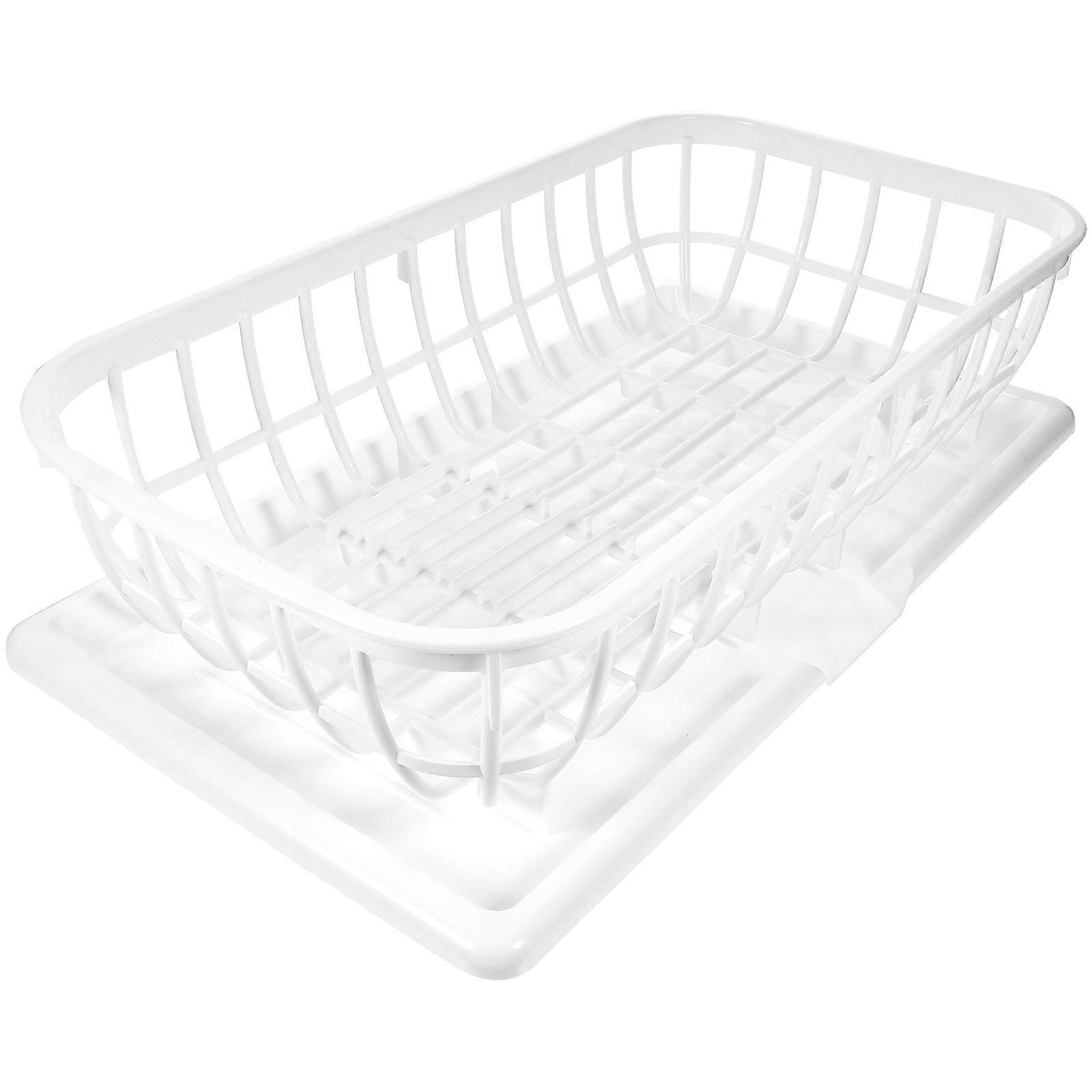 Countertop Dish Draining Holder Plastic Dish Drying Rack Kitchen Use Minimalist Design 1Set