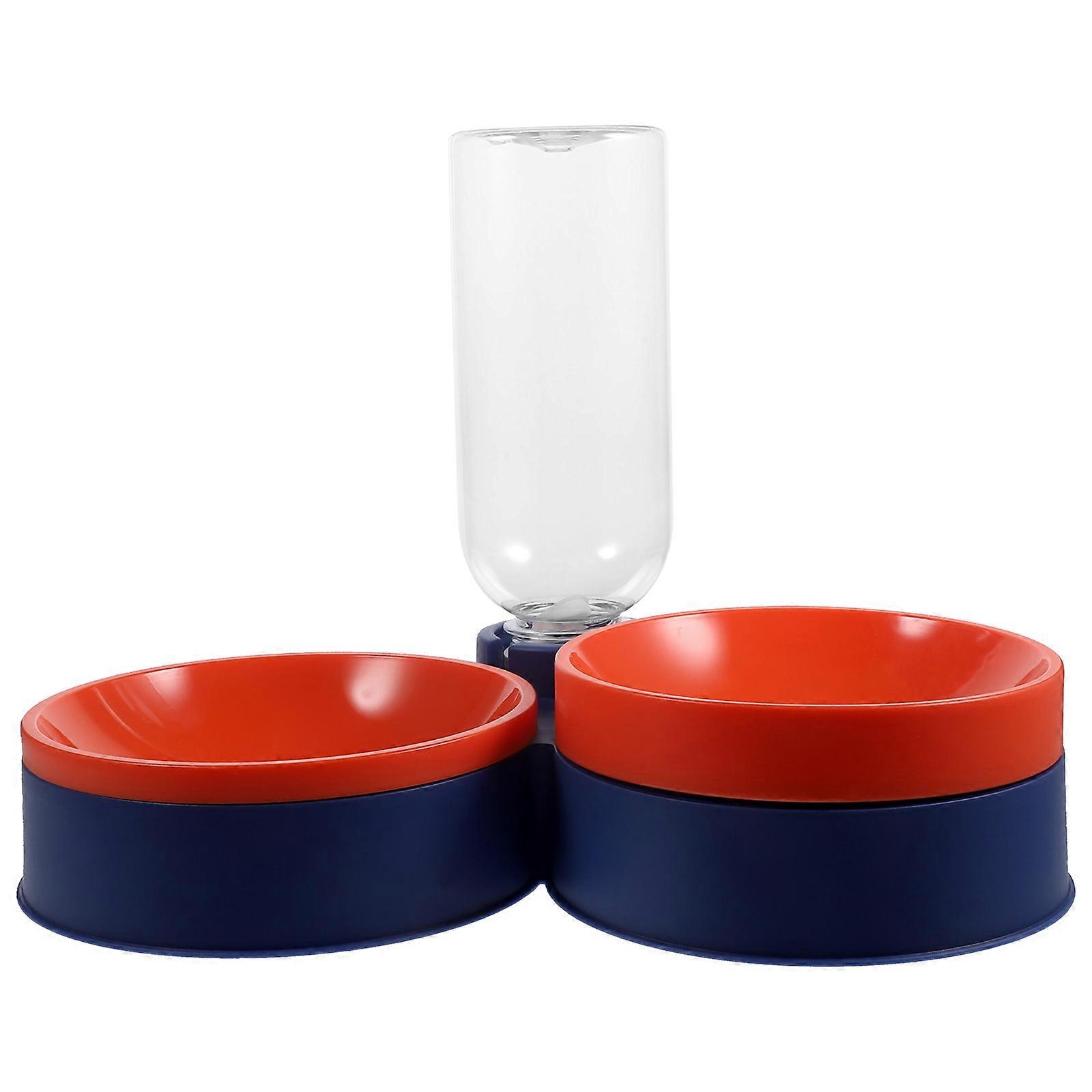 Automatic Pet Feeder and Water Dispenser with Dry Wet Food Separation Bowl for Cats and Dogs, Deep Sea Blue, Overturn Proof Design for Easy Feeding