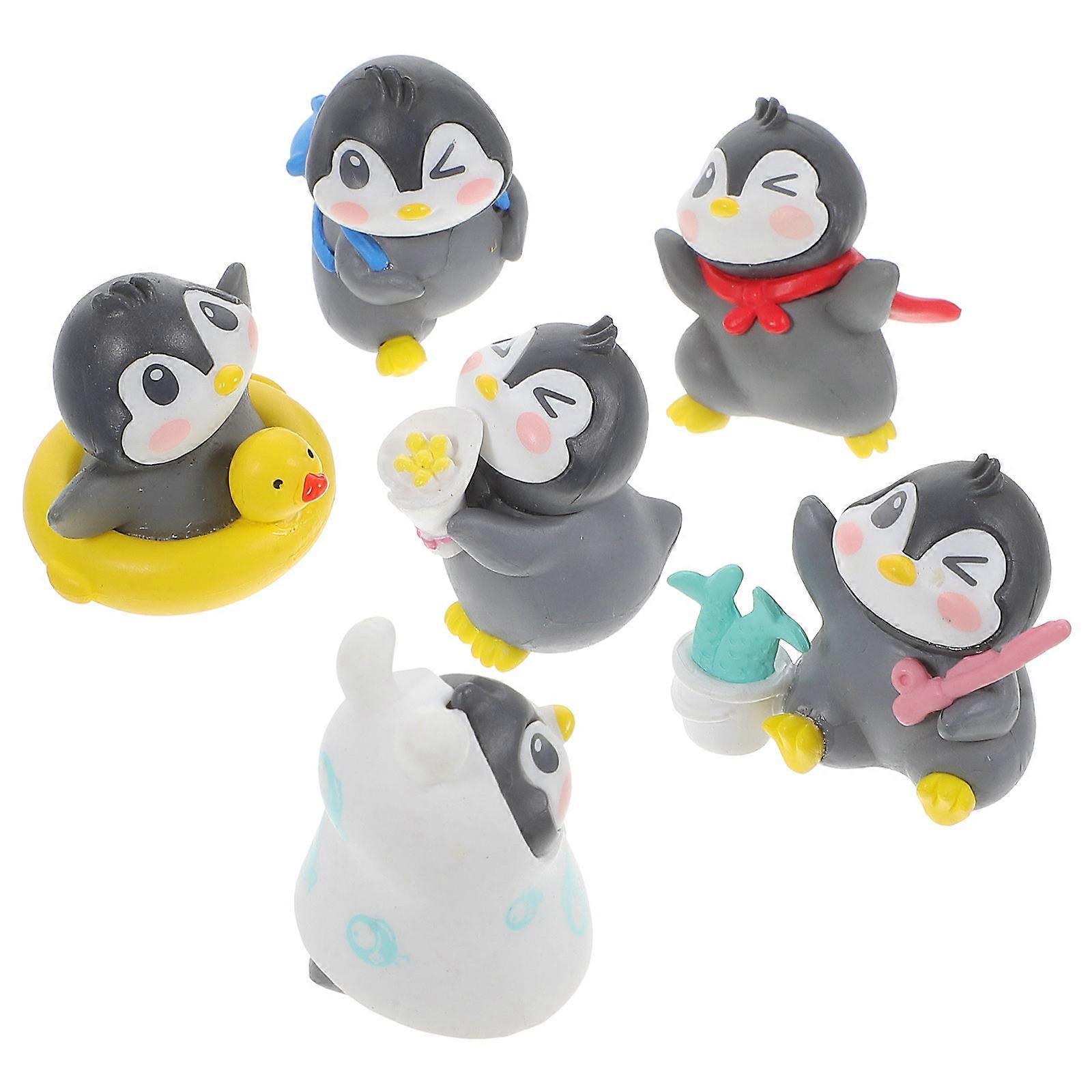 Penguin Adornment Desktop Animal Decors Lovely Decoration Adults Suitable Home Office 4.00X3.30X3.30CM 6Pcs