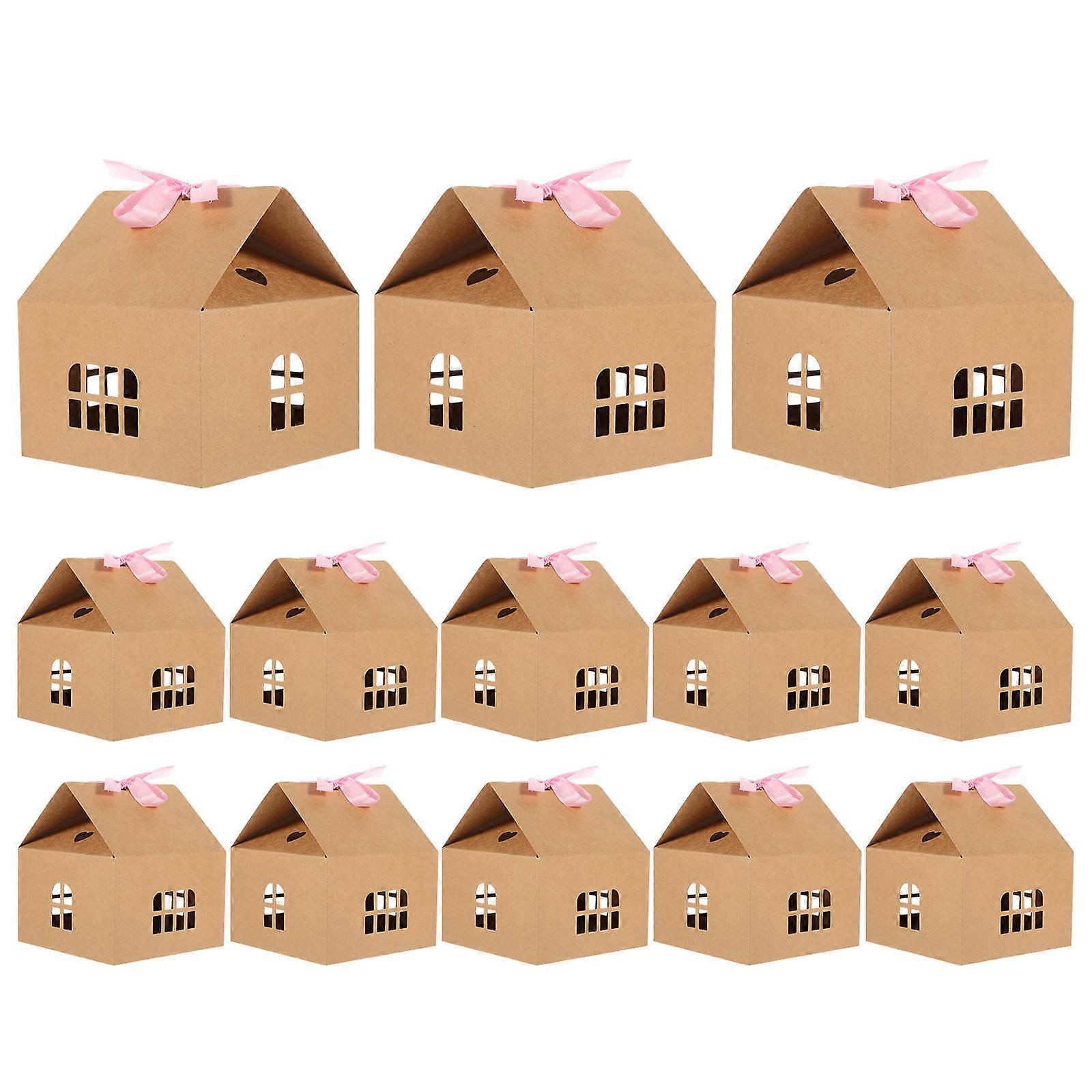 Here's a polished and professional product description based on your input:
**12pcs Hollow House Shaped Paper Gift Boxes – Sturdy Kraft Paper
