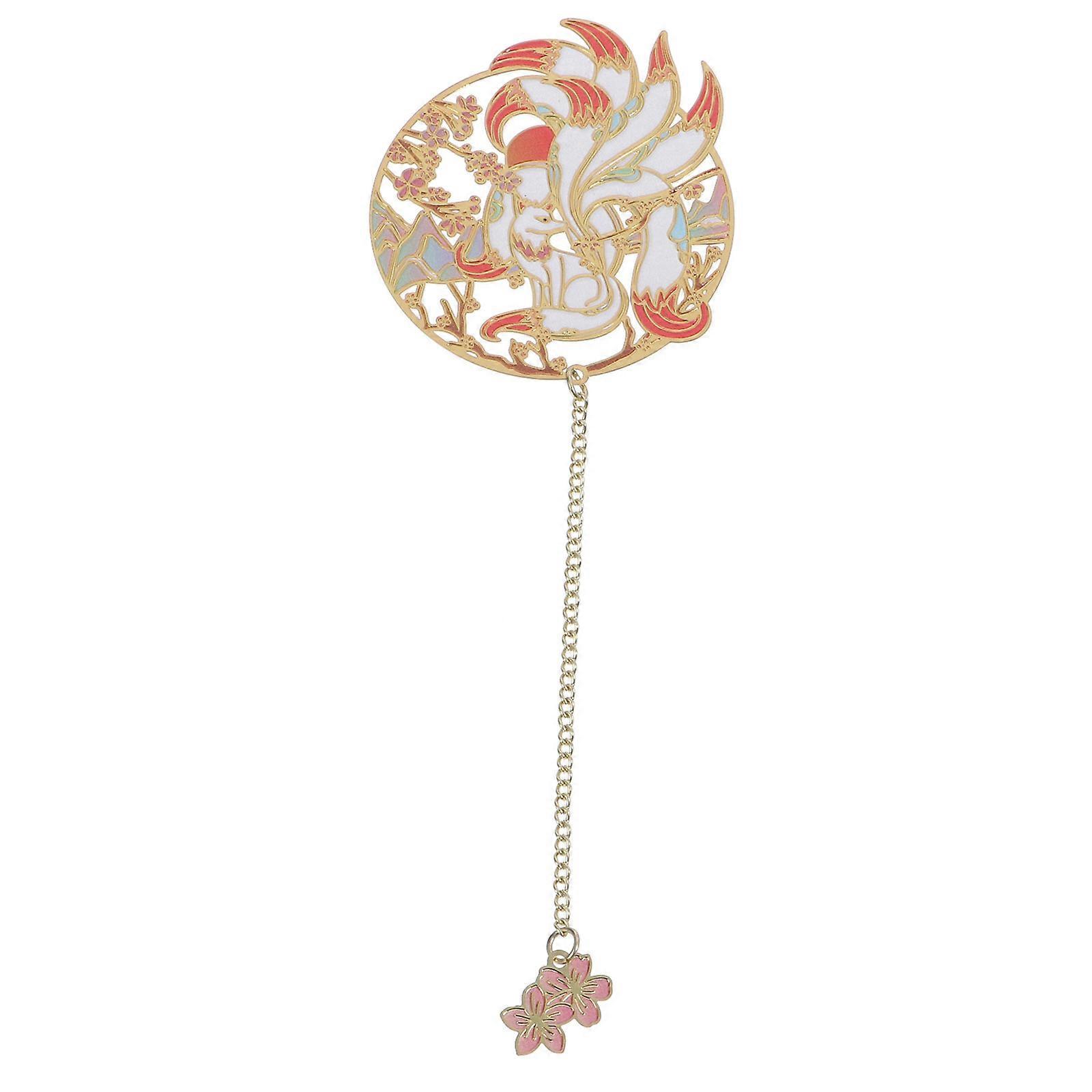 Leaf Bookmark Metal Delicate Bookmark with Pendant Creative Crafted Page Marker Multi Color 15.5x5cm Flat Decorative Style For Reading Room 1Set