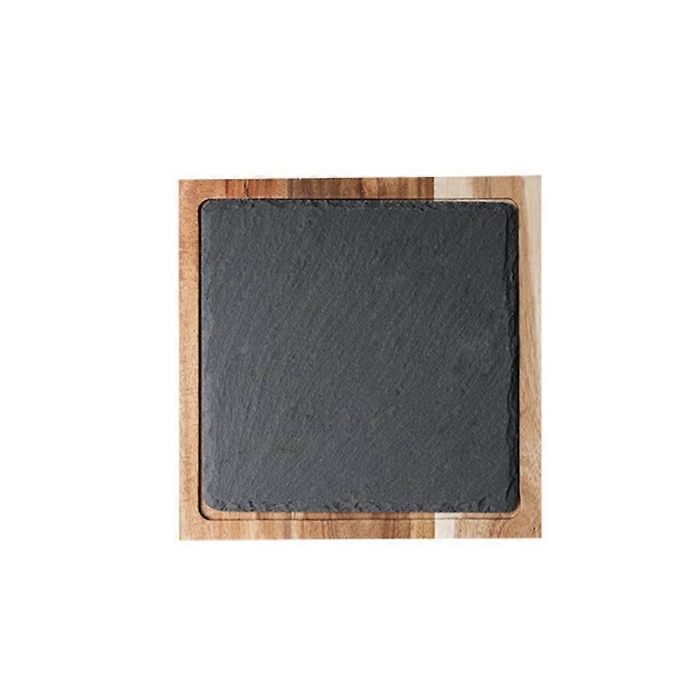 Masif Ahşap Aperatif Tabağı Ahşap Tepsi Siyah Japon Mutfağı Yemek Servisi İçin Tabak 20.5X20.5CM Kare 1 Adet