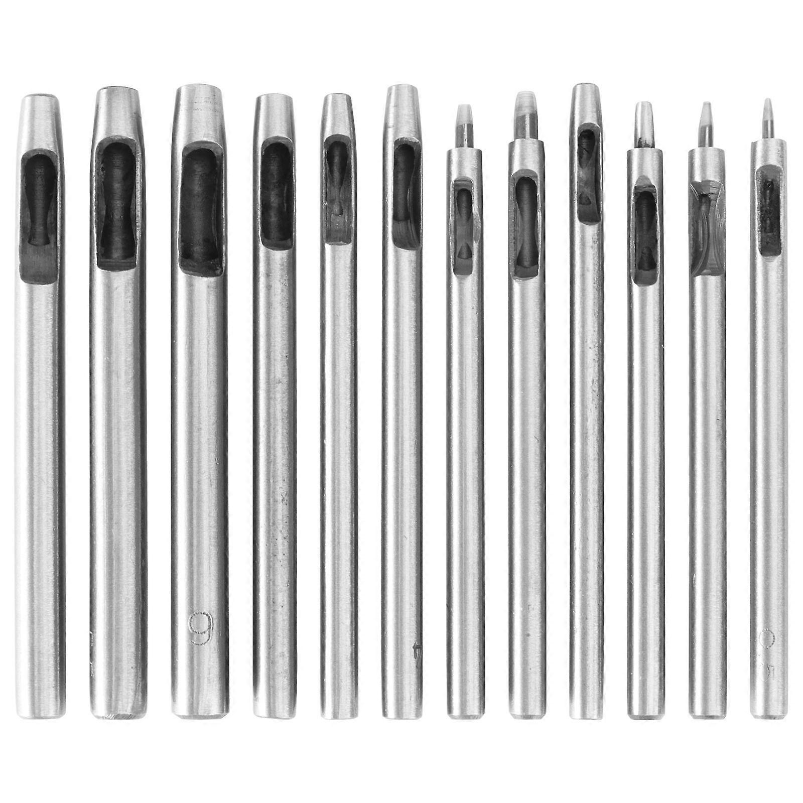 Belt Punch Hole Tool Solid Steel Hole Puncher 10X0.5CM For Leatherworking Craftsmen Eyelet Tool 12Pcs