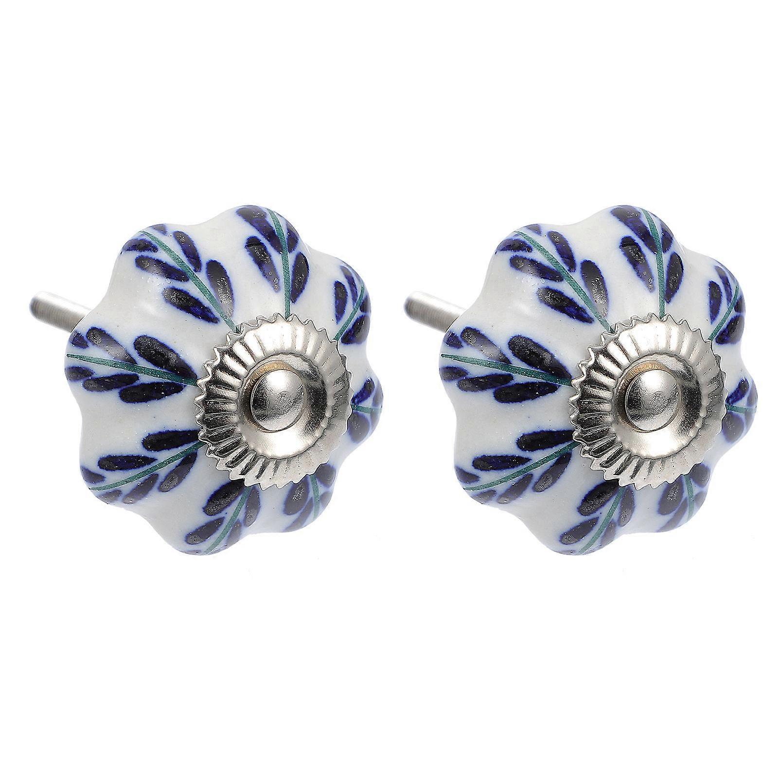 Ceramic Handles Drawer Pulls Handles Easy Installation Round Shape 2Pcs