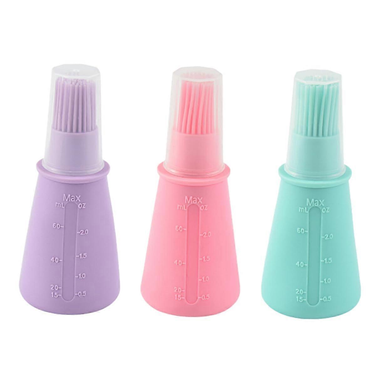 Oil Bottle Brush Set for Grilling and Baking - Non-Stick Kitchen Tool, 3 Sizes, Assorted Colors, Ideal for Cooking